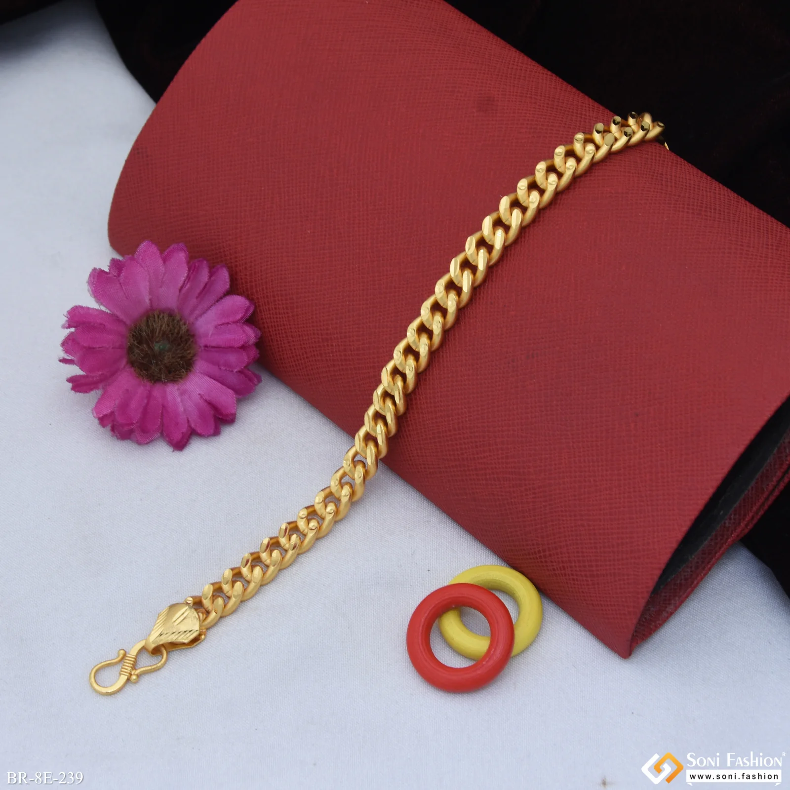 Excellent Design Gold Plated Link Bracelet for Men - Style E239 - Image 3