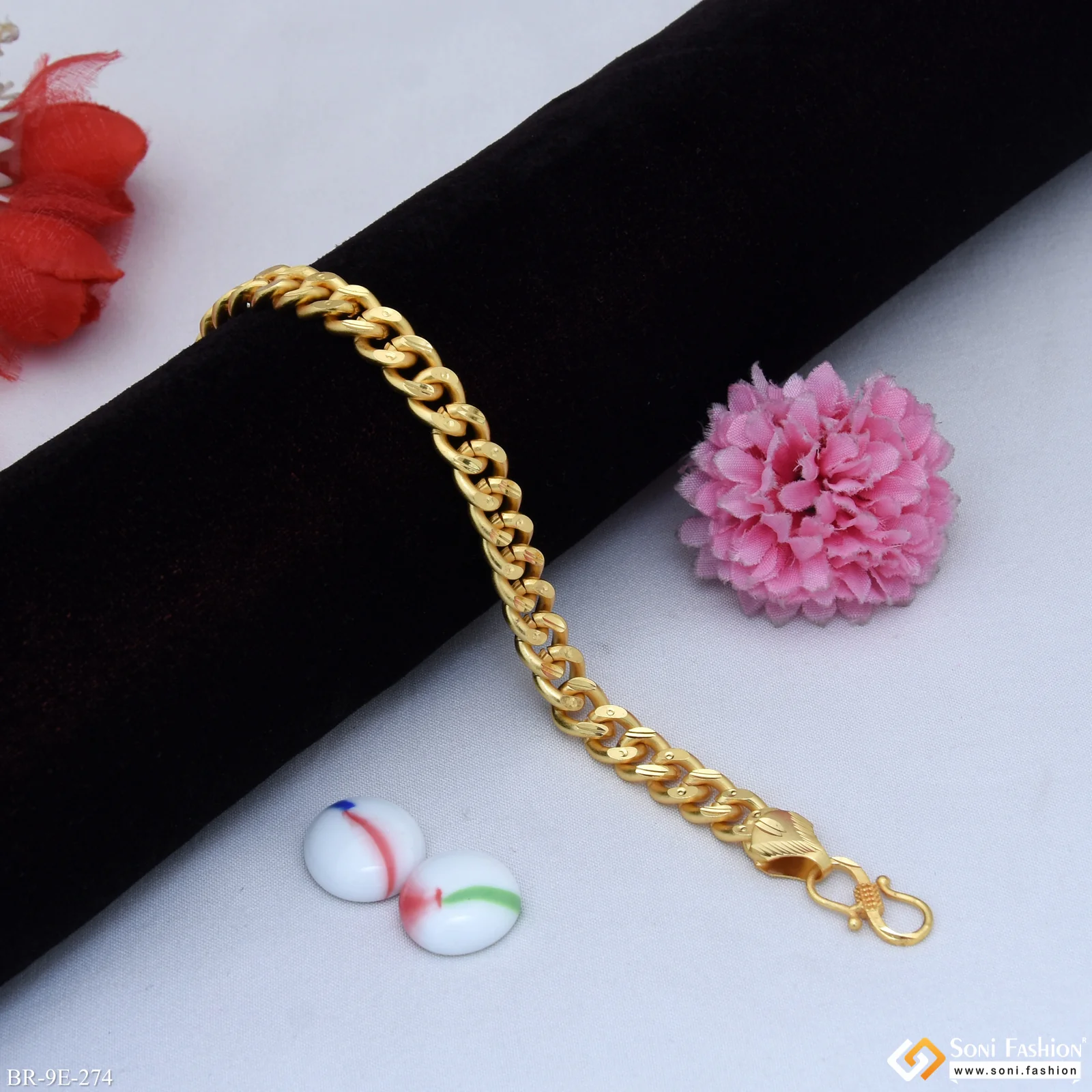 Excellent Design Gold Plated Link Bracelet for Men - Style E274 - Image 5