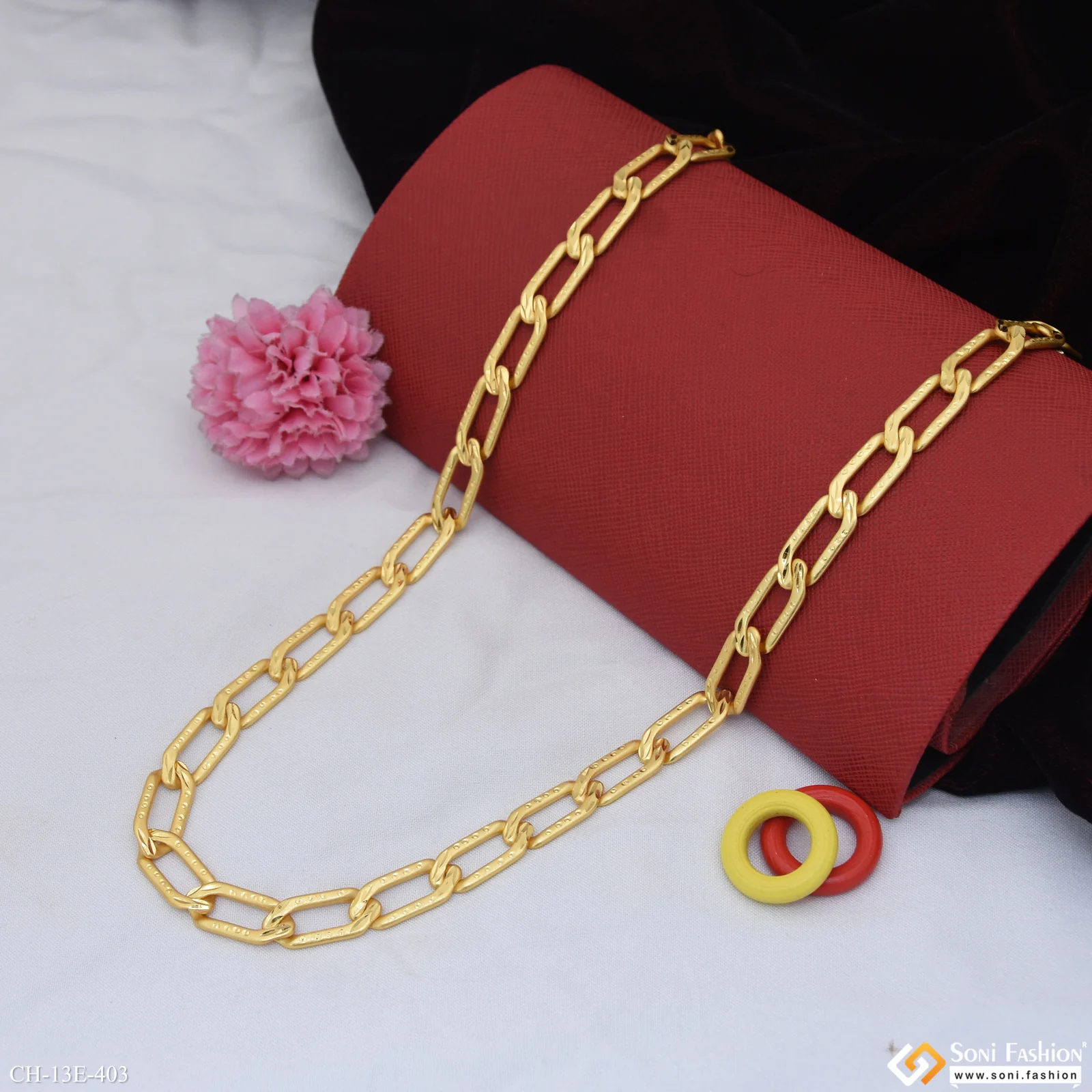 Excellent Design Gold Plated Link Chain for Men - Style E403 - Image 4
