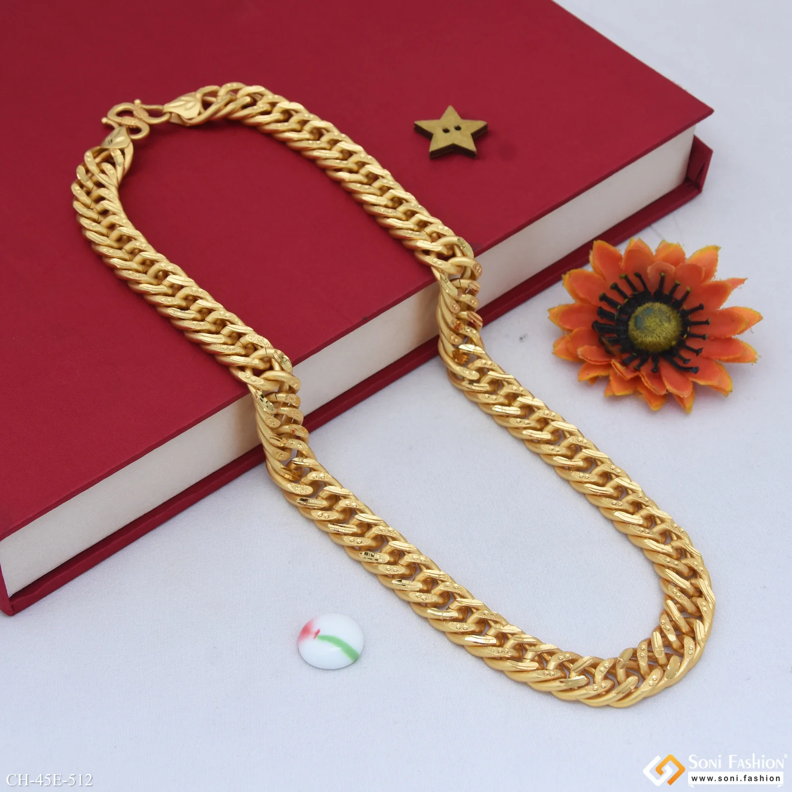 Excellent Design Gold Plated Link Chain for Men - Style E512 - Image 4
