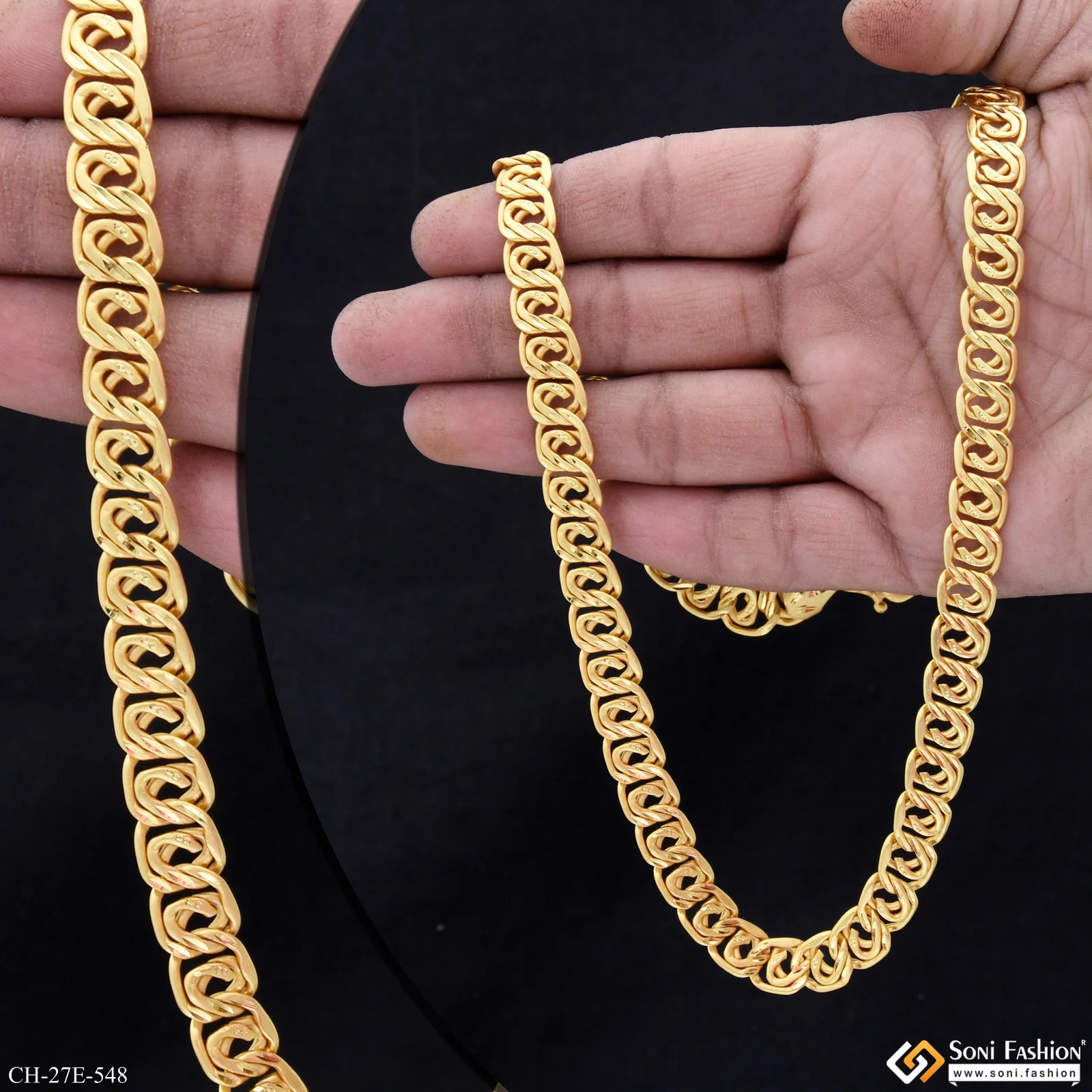 Excellent Design Gold Plated Link Chain for Men - Style E548 - Image 2