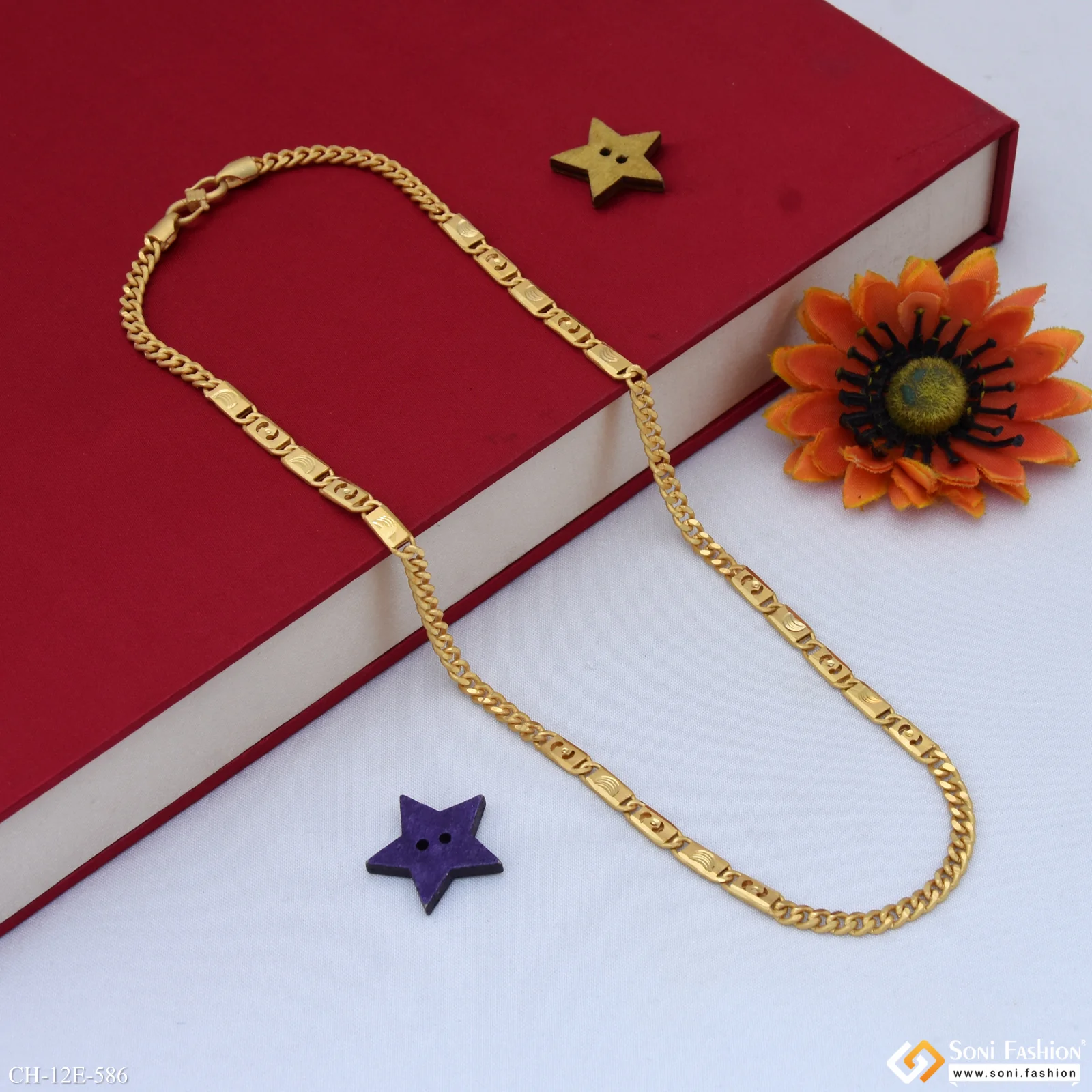 Excellent Design Gold Plated Link Nawabi Chain for Men - Style E586 - Image 6