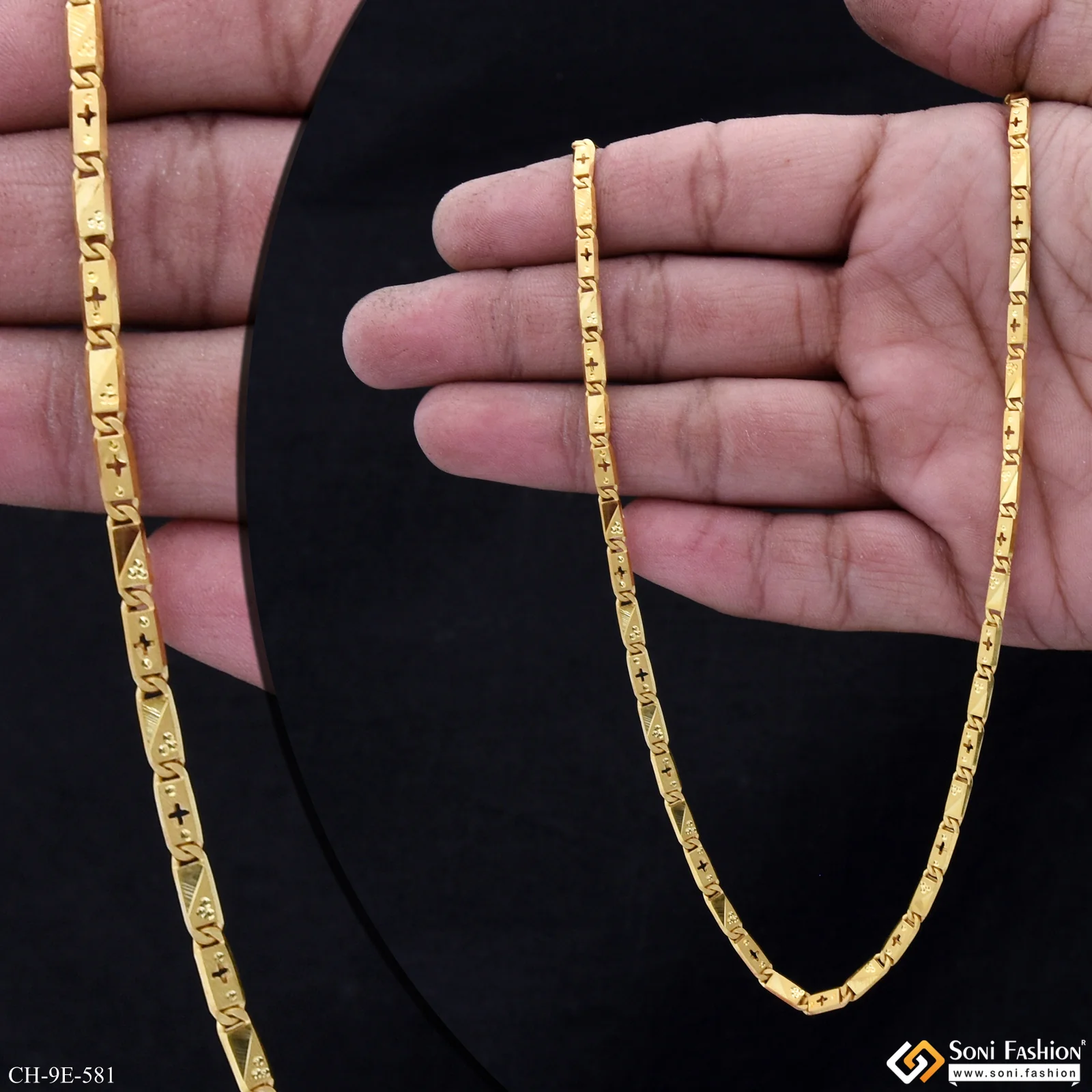Excellent Design Gold Plated Nawabi Chain for Men - Style E581 - Image 2
