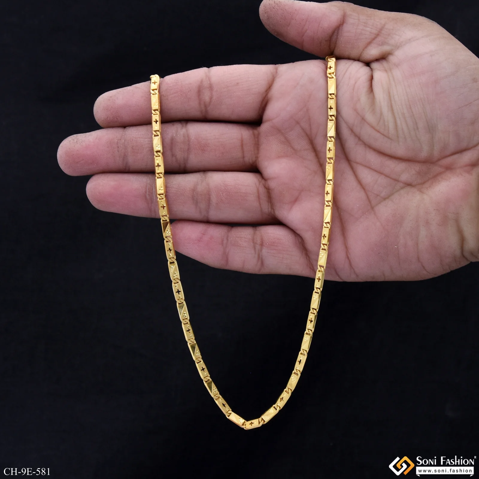 Excellent Design Gold Plated Nawabi Chain for Men - Style E581 - Image 3