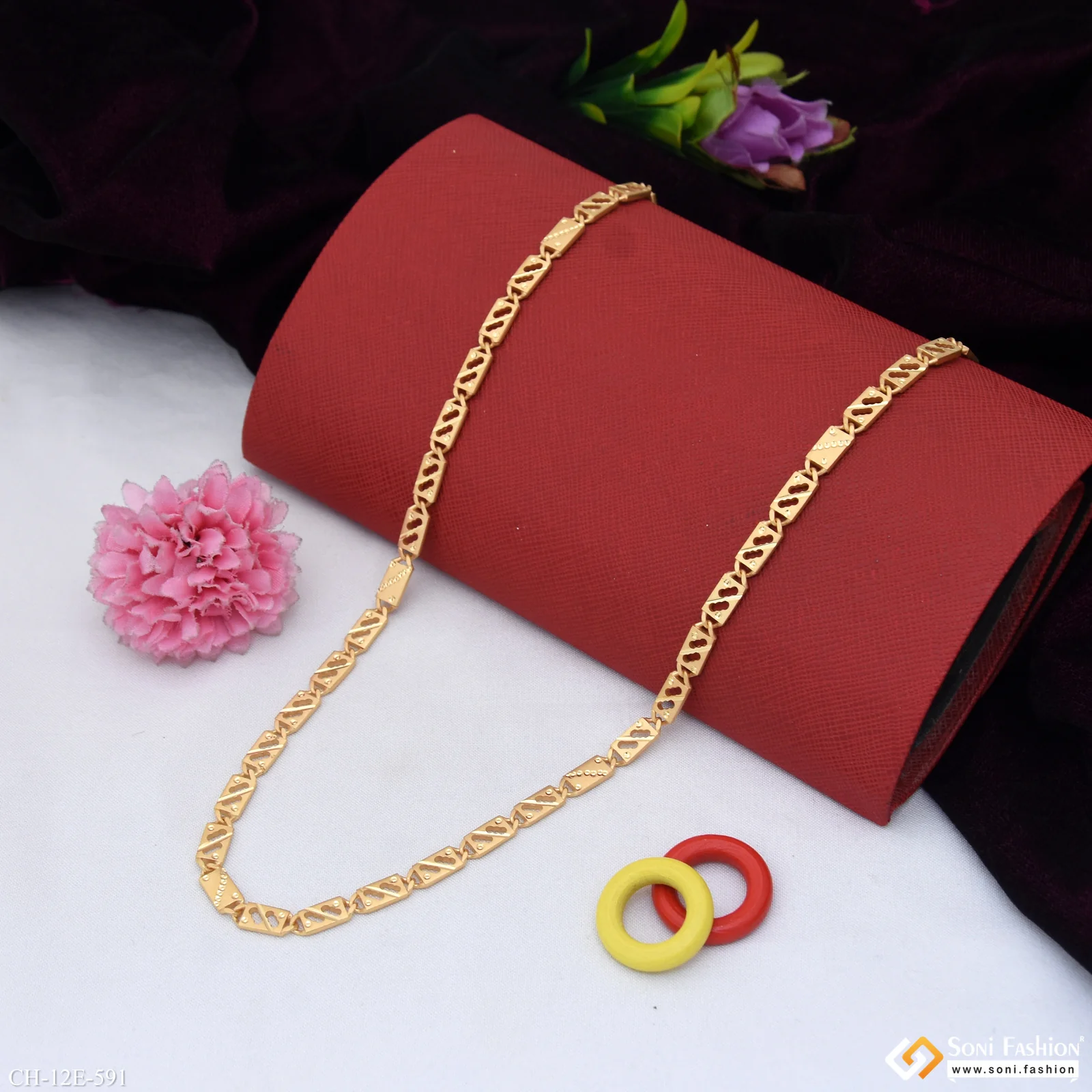 Excellent Design Gold Plated Nawabi Chain for Men - Style E591 - Image 4