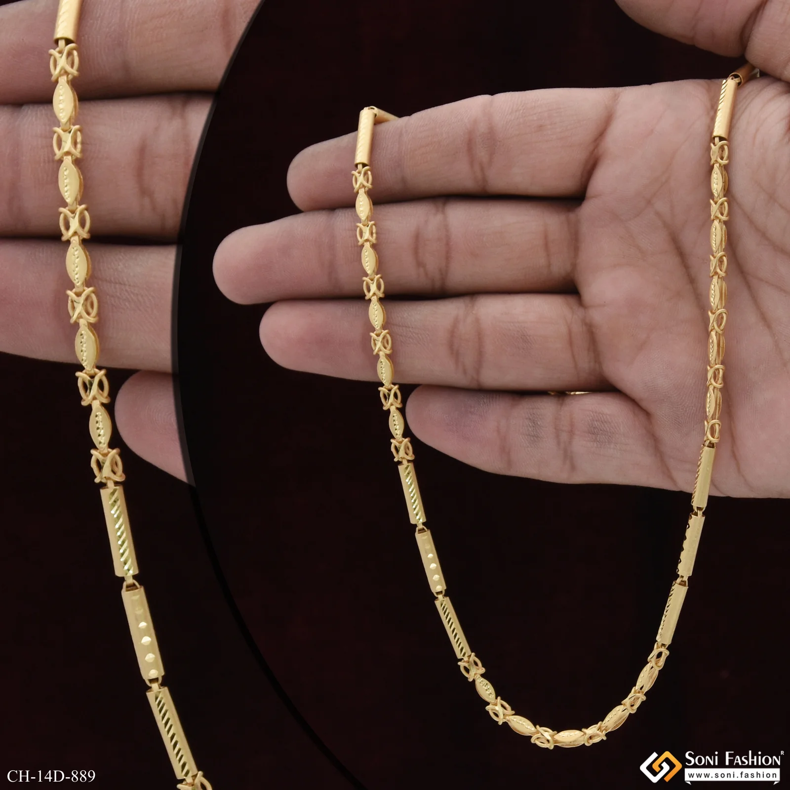 Excellent Design Gold Plated Pipe Chain for Men - Style D889 - Image 2