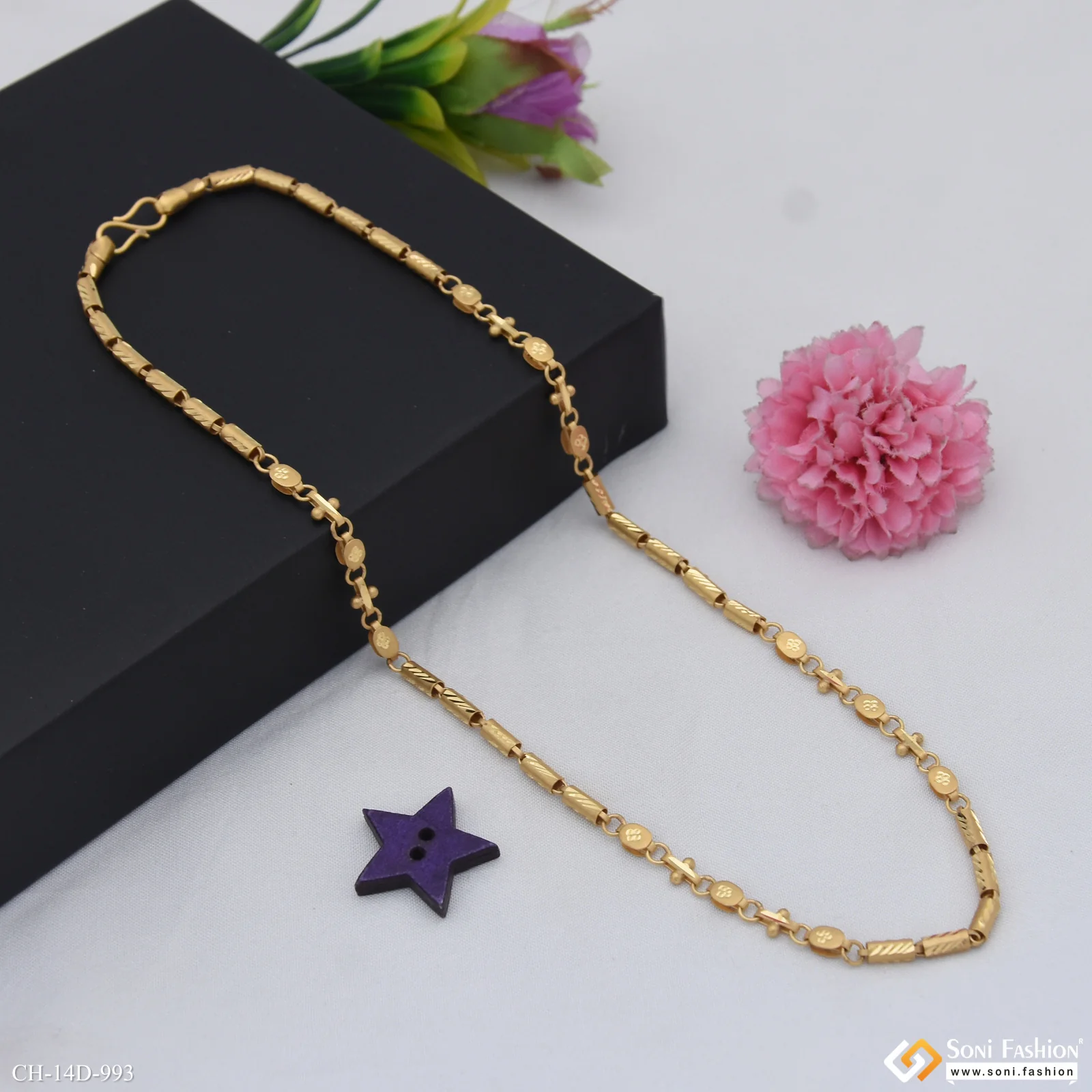 Excellent Design Gold Plated Pipe Chain for Men - Style D993 - Image 5