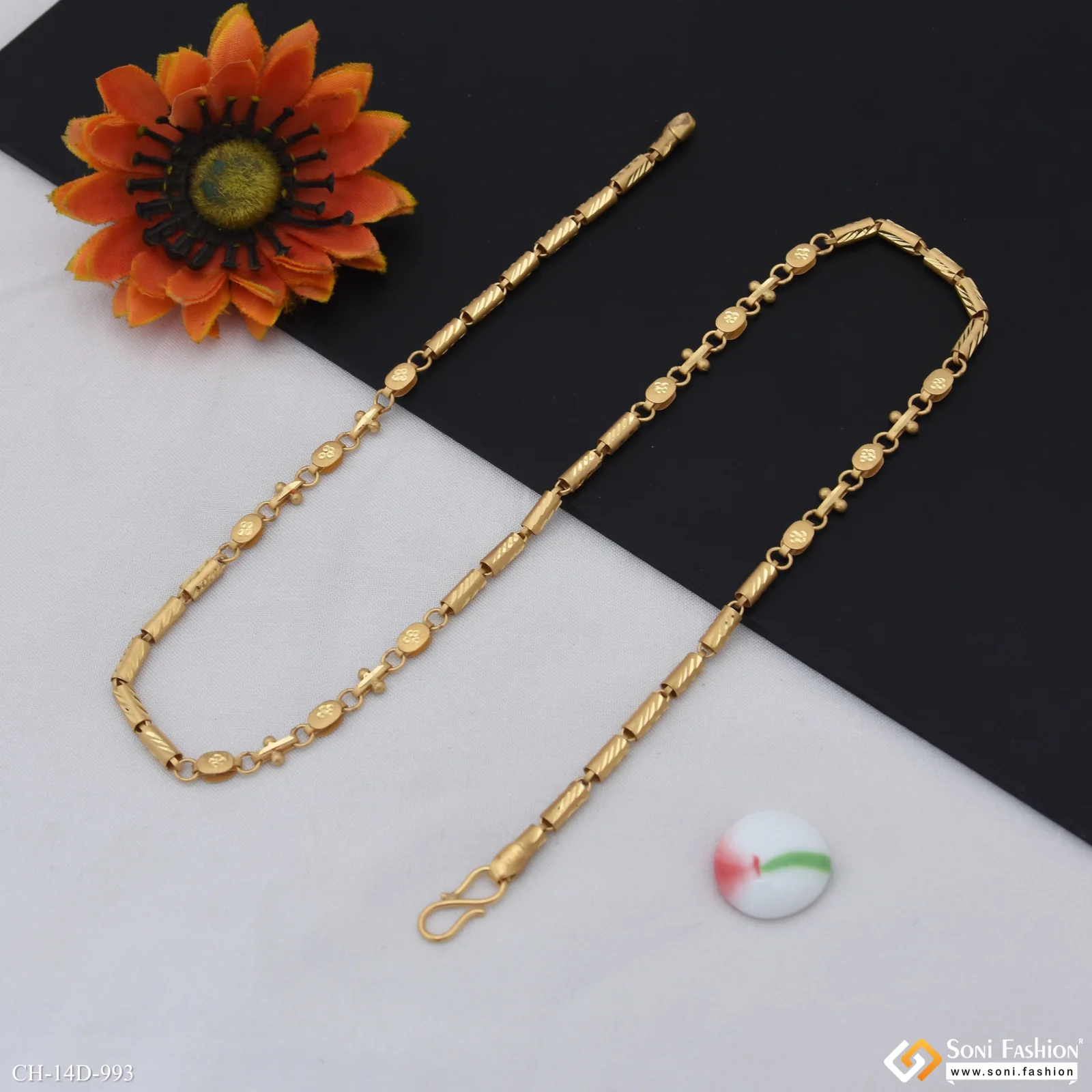 Excellent Design Gold Plated Pipe Chain for Men - Style D993 - Image 6