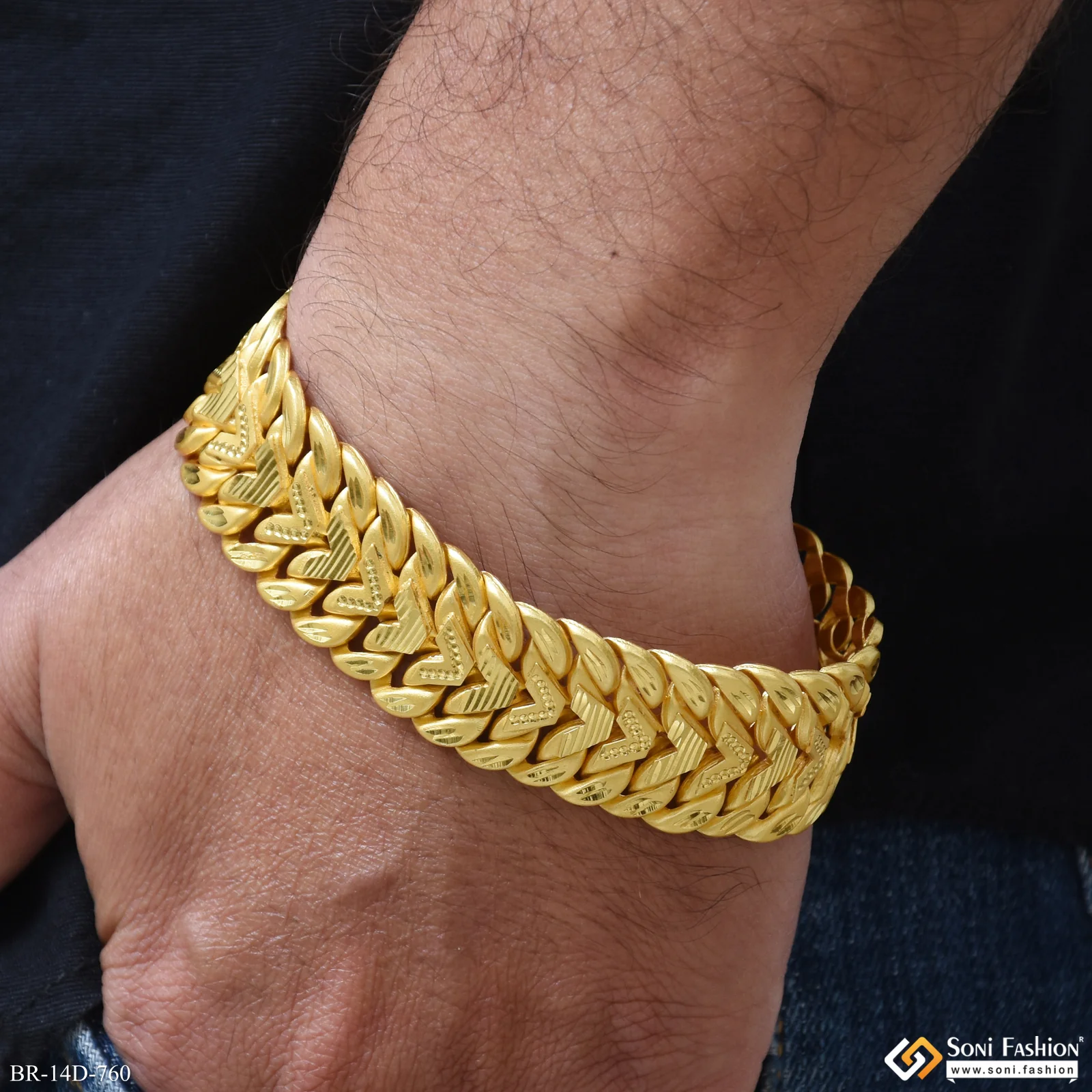 Excellent Design Gold Plated Pokal Bracelet for Men - Style D760 - Image 2