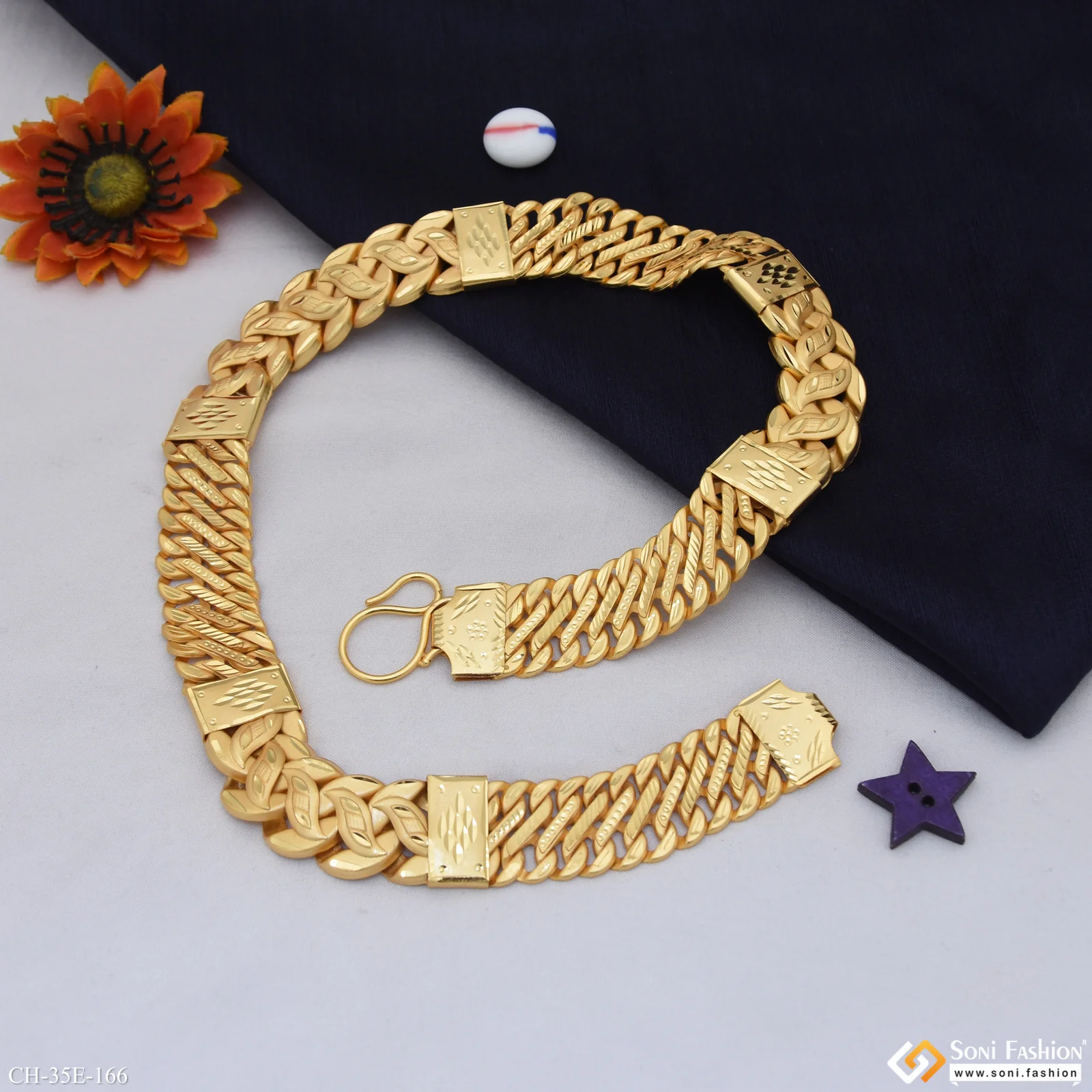Excellent Design Gold Plated Pokal Chain for Men - Style E166 - Image 5