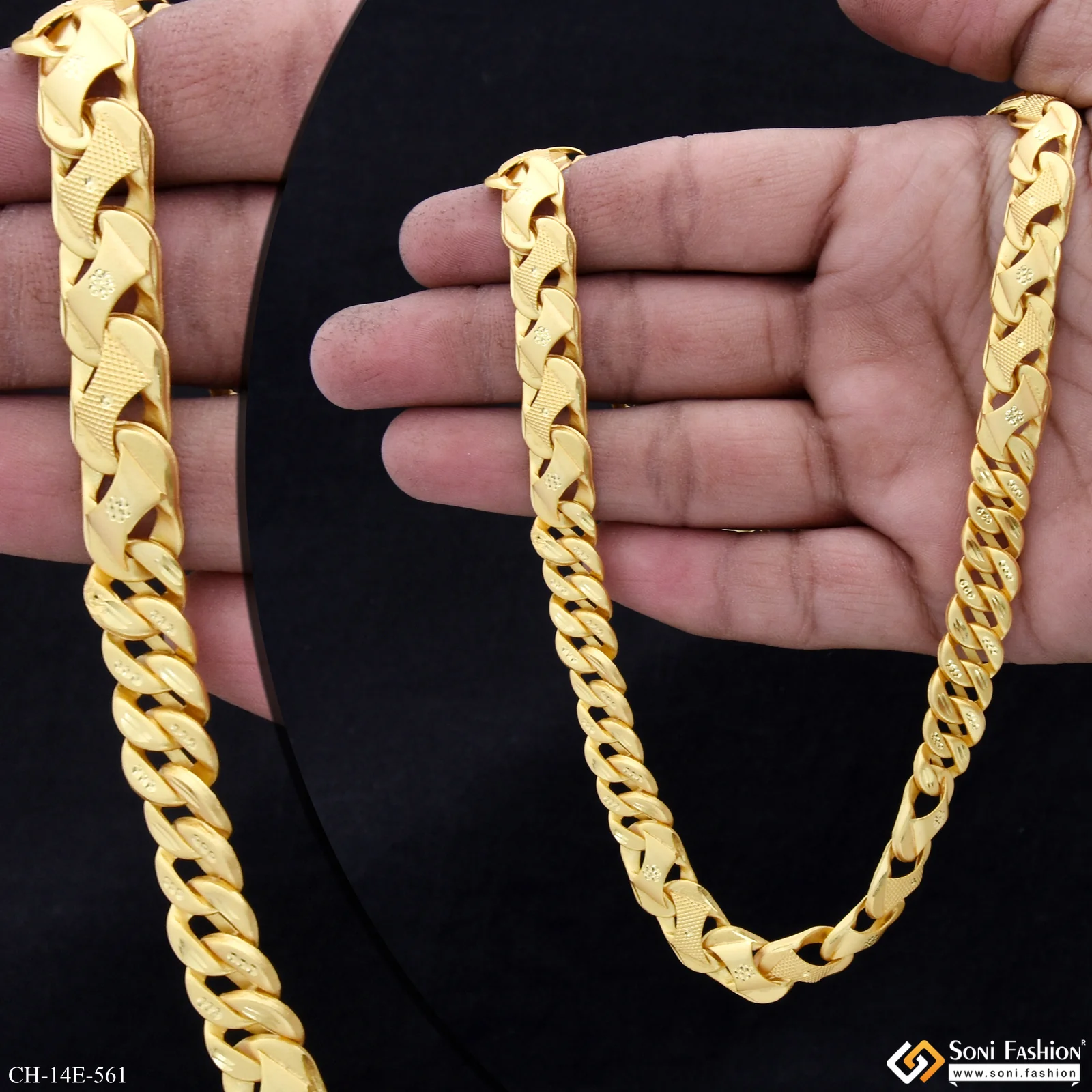 Excellent Design Gold Plated Pokal Chain for Men - Style E561 - Image 2