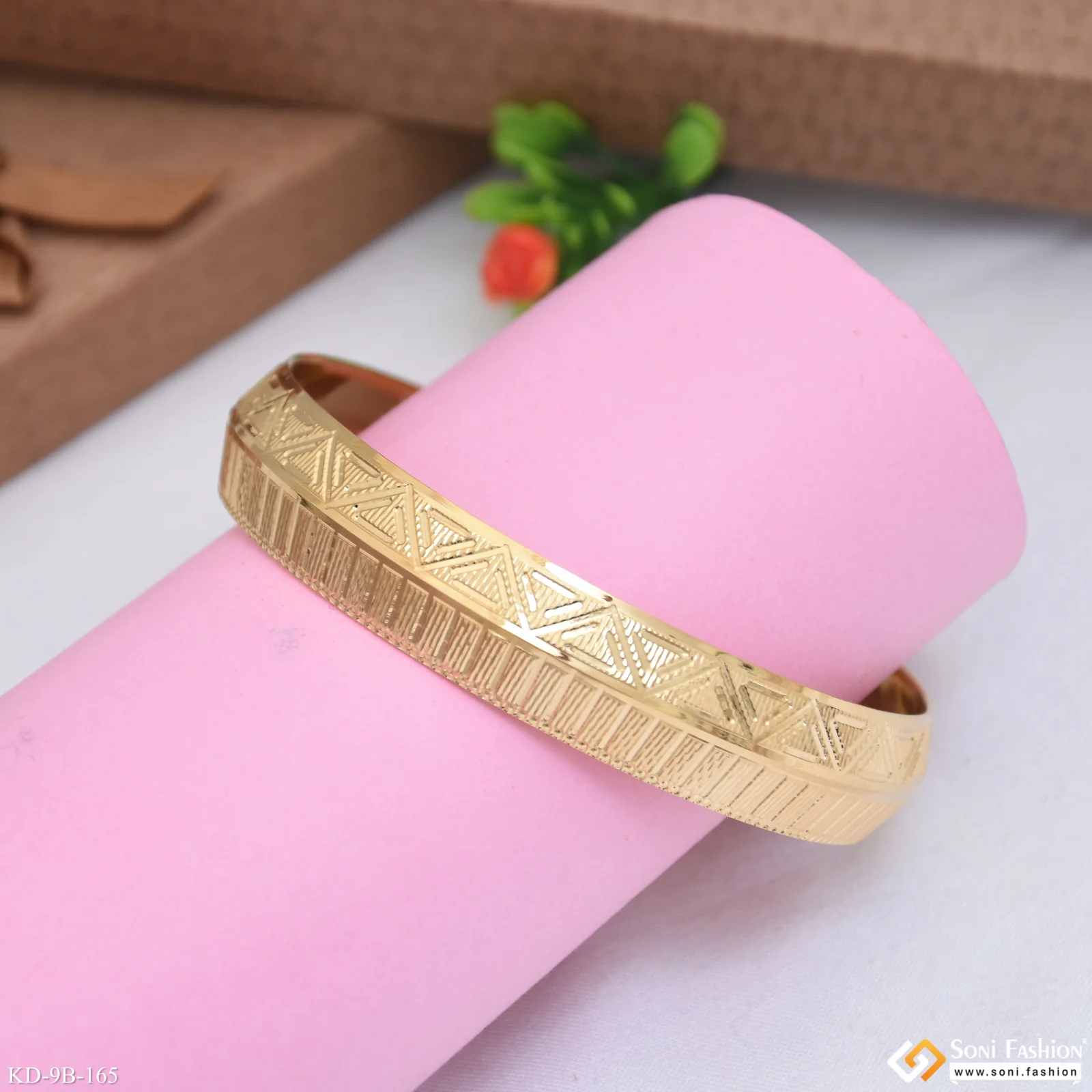 Excellent Design Gold Plated Punjabi Kada for Men - Style B165 - Image 2