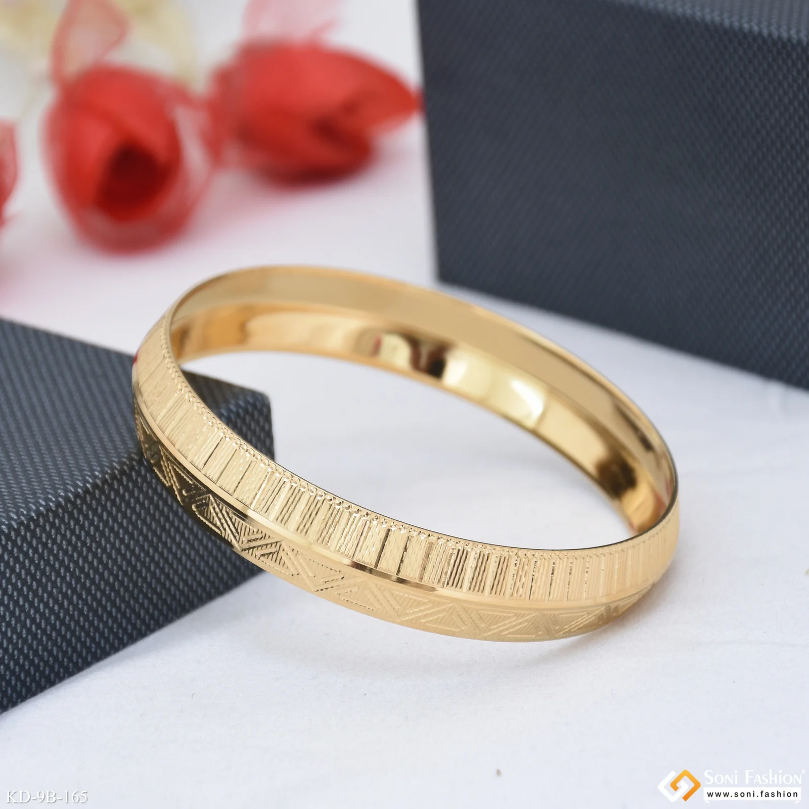 Excellent Design Gold Plated Punjabi Kada for Men - Style B165 - Image 5