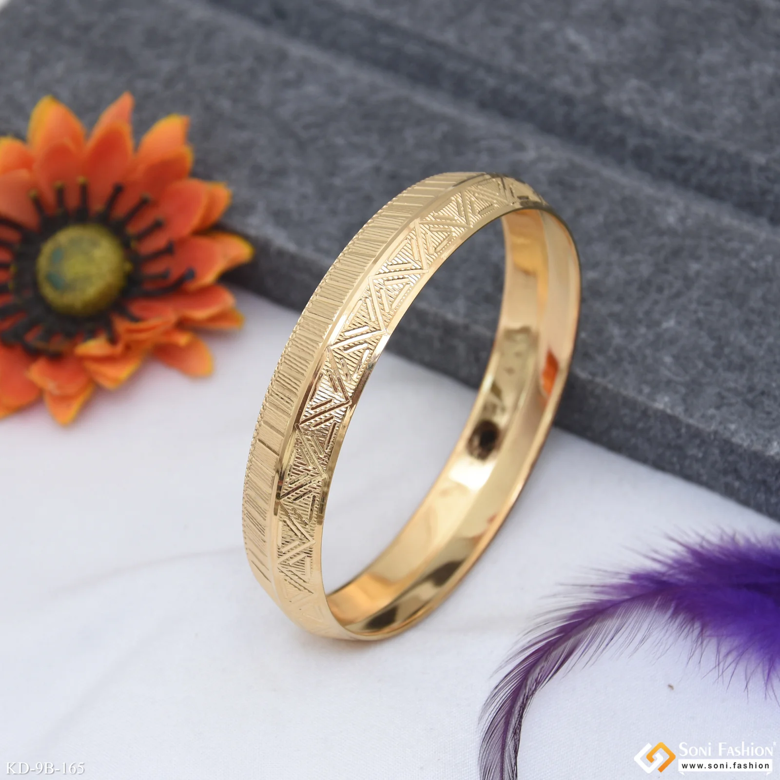 Excellent Design Gold Plated Punjabi Kada for Men - Style B165 - Image 6