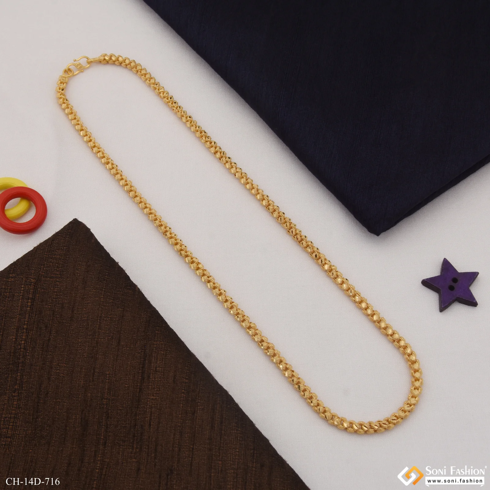 Excellent Design Gold Plated Rajwadi Chain for Men - Style D716 - Image 4