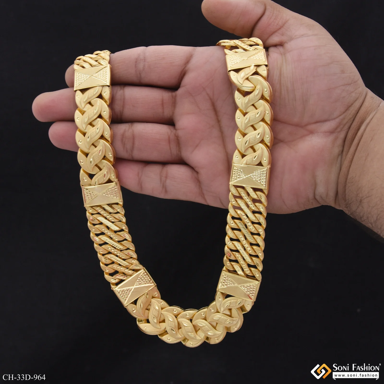 Excellent Design Gold Plated Rajwadi Chain for Men - Style D964 - Image 2