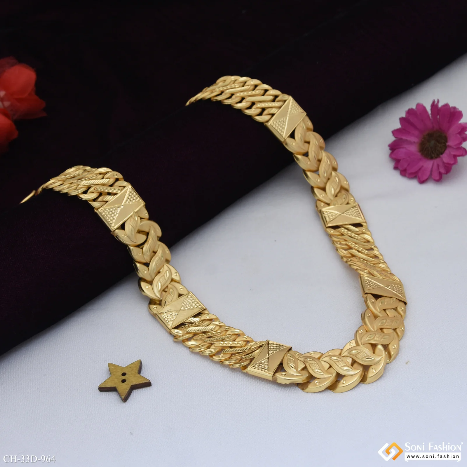 Excellent Design Gold Plated Rajwadi Chain for Men - Style D964 - Image 3
