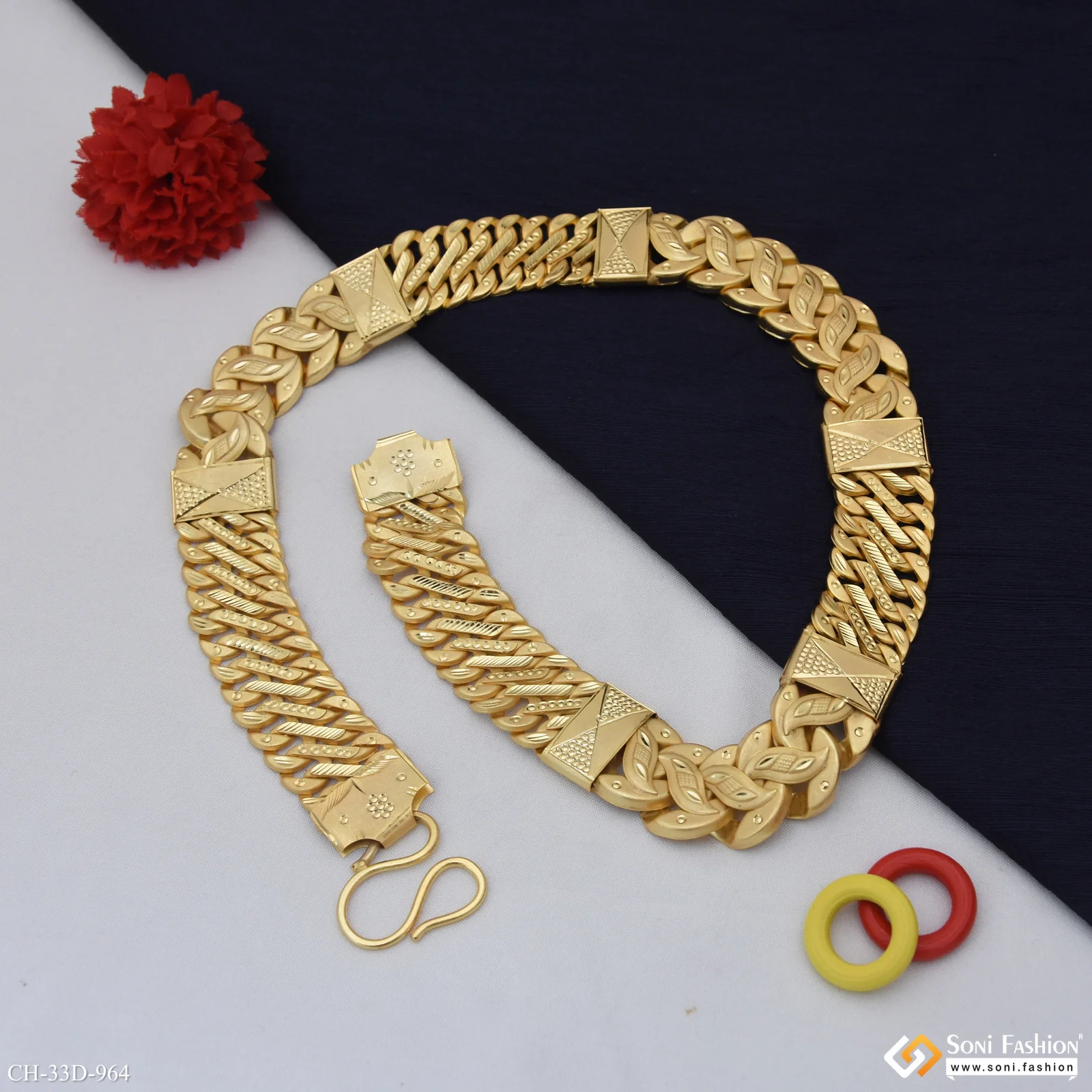 Excellent Design Gold Plated Rajwadi Chain for Men - Style D964 - Image 4