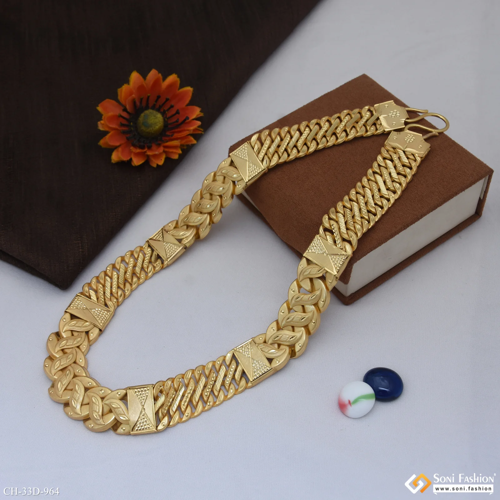 Excellent Design Gold Plated Rajwadi Chain for Men - Style D964 - Image 5