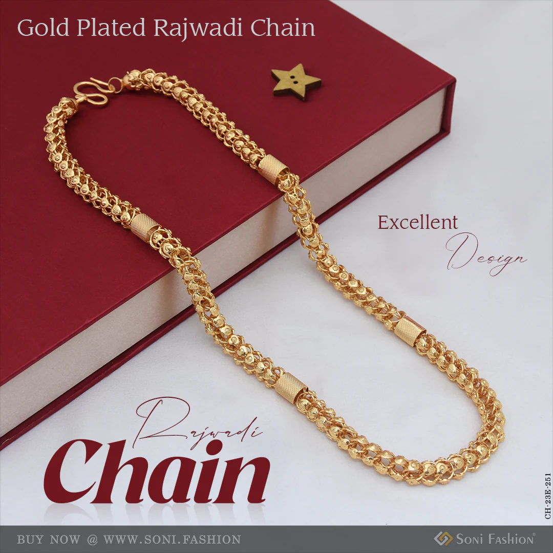 Excellent Design Gold Plated Rajwadi Chain for Men - Style E251