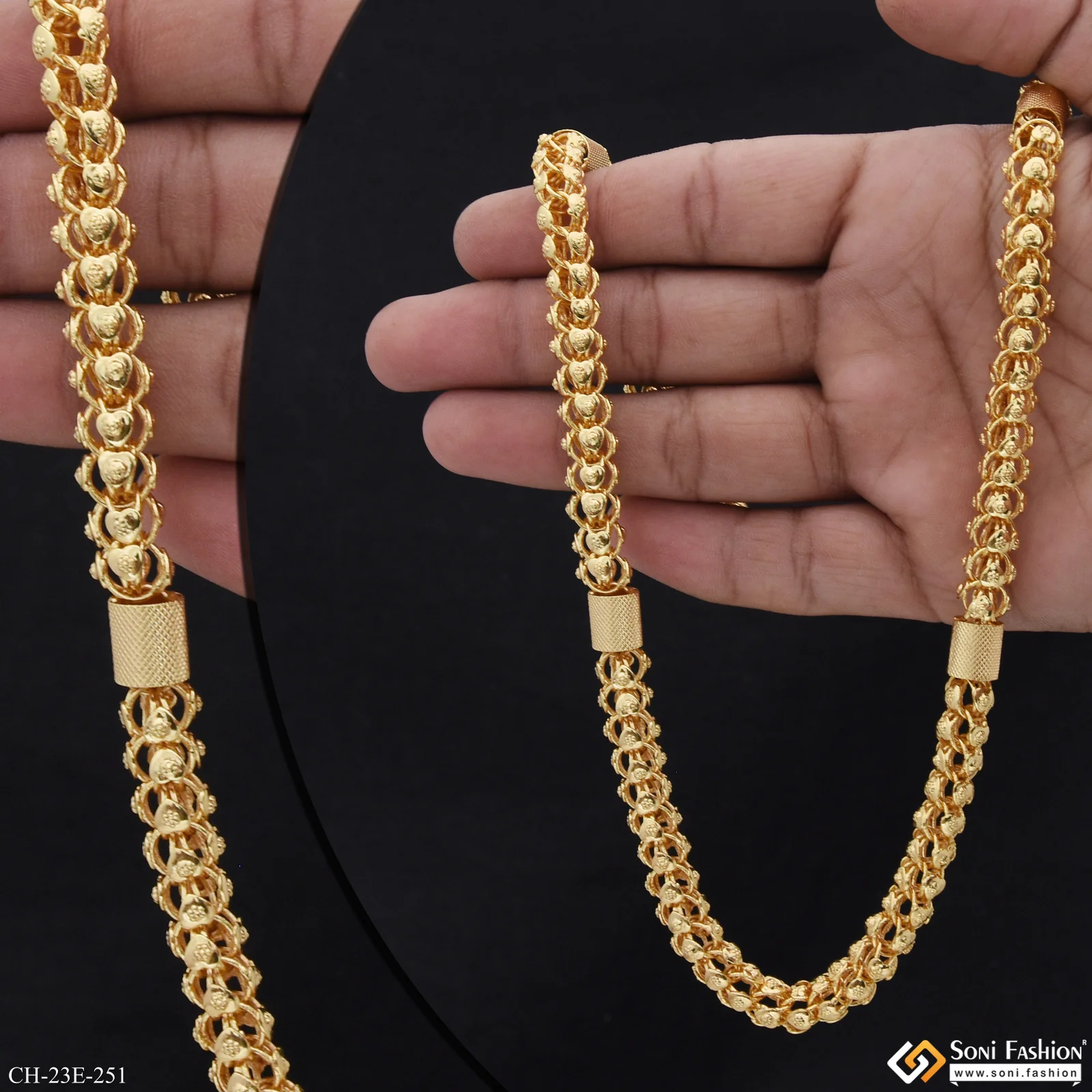 Excellent Design Gold Plated Rajwadi Chain for Men - Style E251 - Image 4