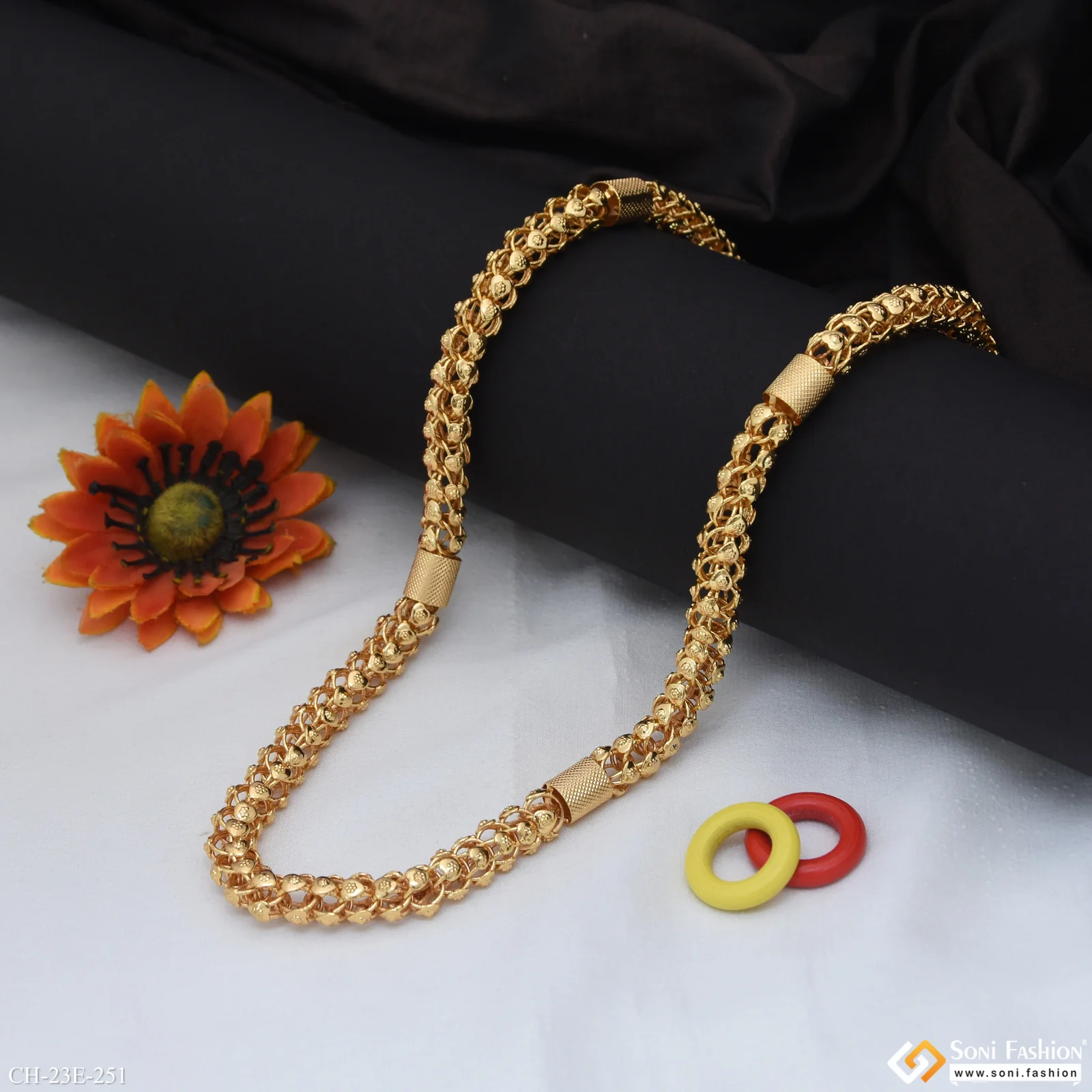 Excellent Design Gold Plated Rajwadi Chain for Men - Style E251 - Image 5