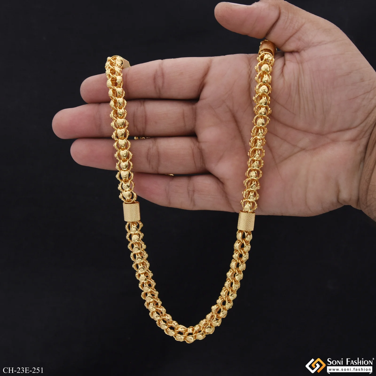 Excellent Design Gold Plated Rajwadi Chain for Men - Style E251 - Image 7