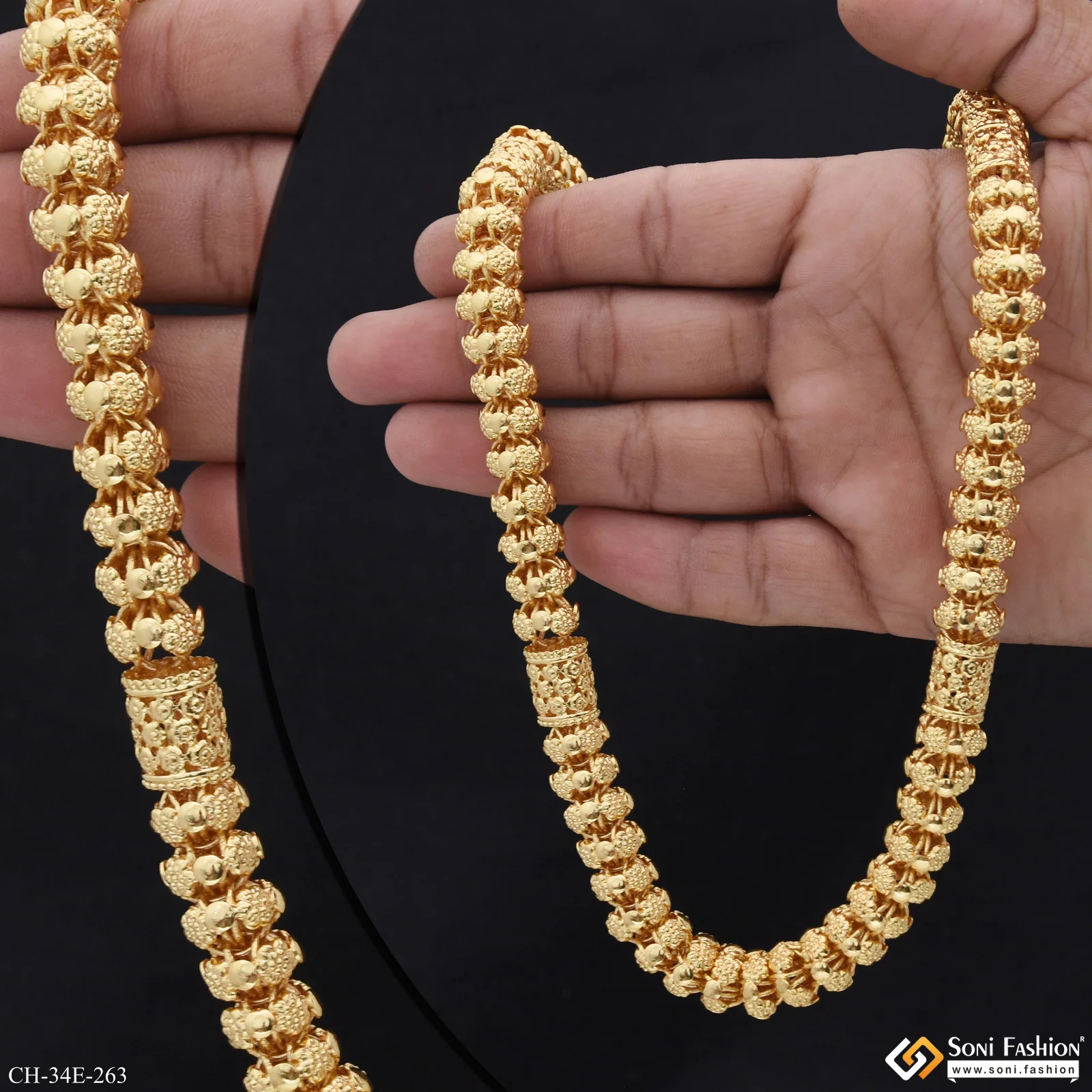 Excellent Design Gold Plated Rajwadi Chain for Men - Style E263 - Image 2