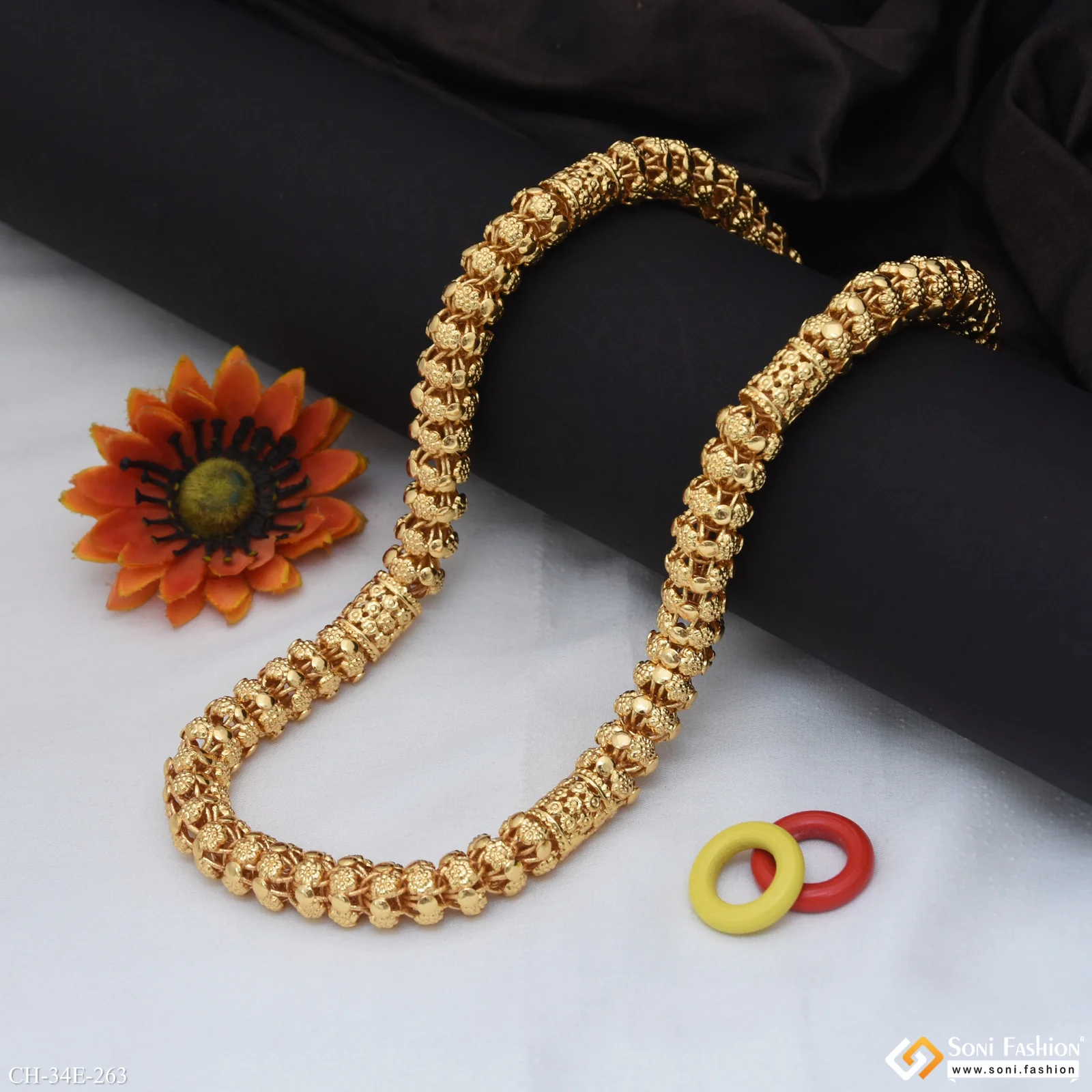 Excellent Design Gold Plated Rajwadi Chain for Men - Style E263 - Image 4