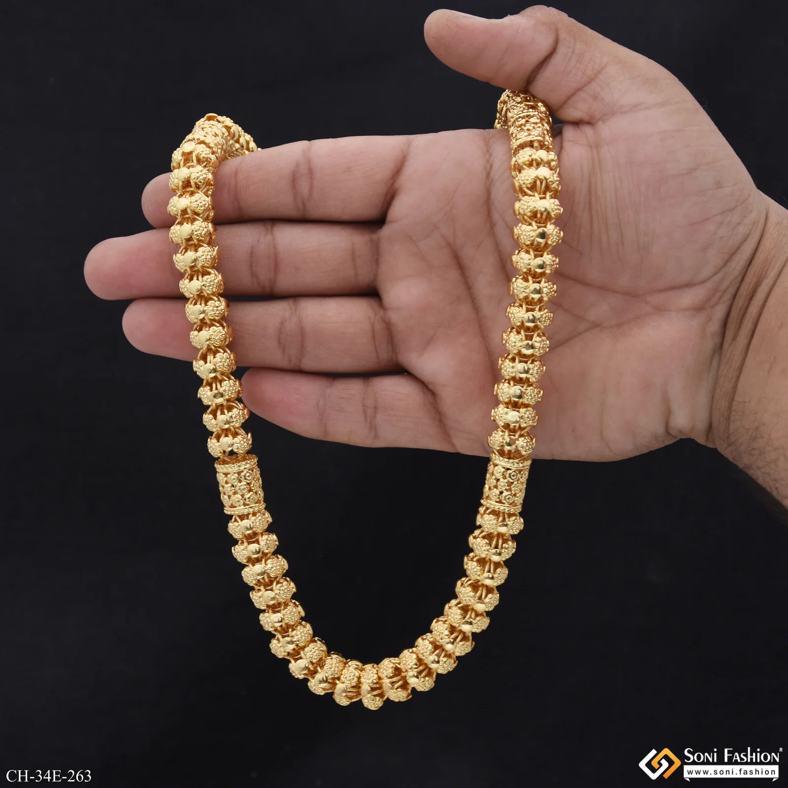 Excellent Design Gold Plated Rajwadi Chain for Men - Style E263 - Image 7