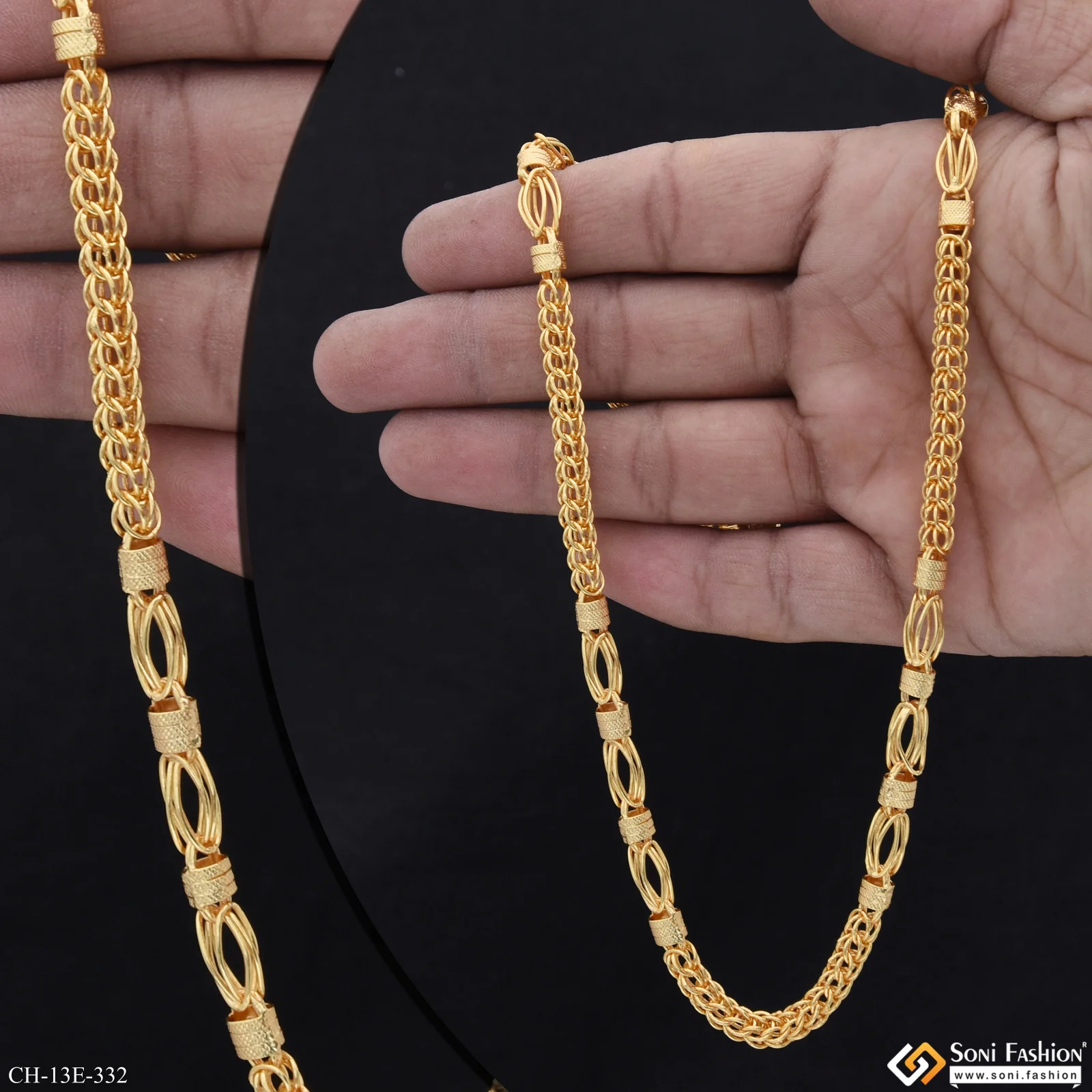 Excellent Design Gold Plated Rajwadi Chain for Men - Style E332 - Image 2