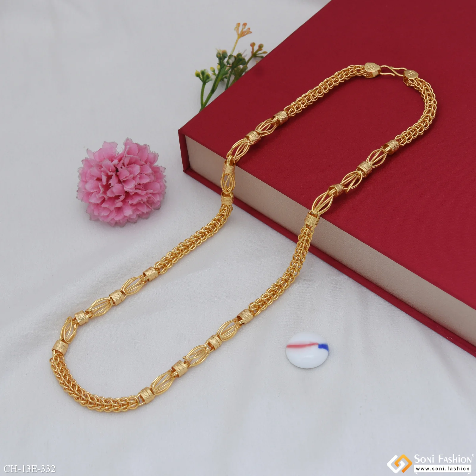 Excellent Design Gold Plated Rajwadi Chain for Men - Style E332 - Image 3