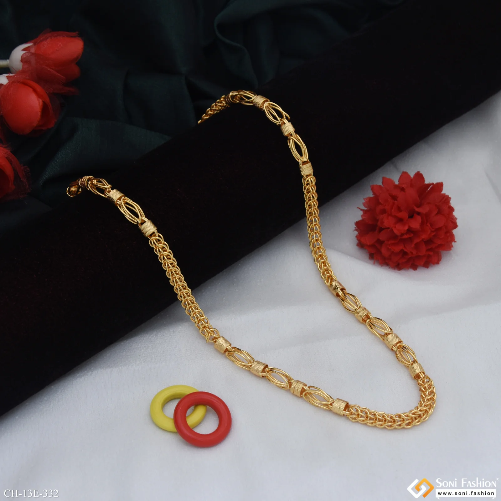 Excellent Design Gold Plated Rajwadi Chain for Men - Style E332 - Image 4