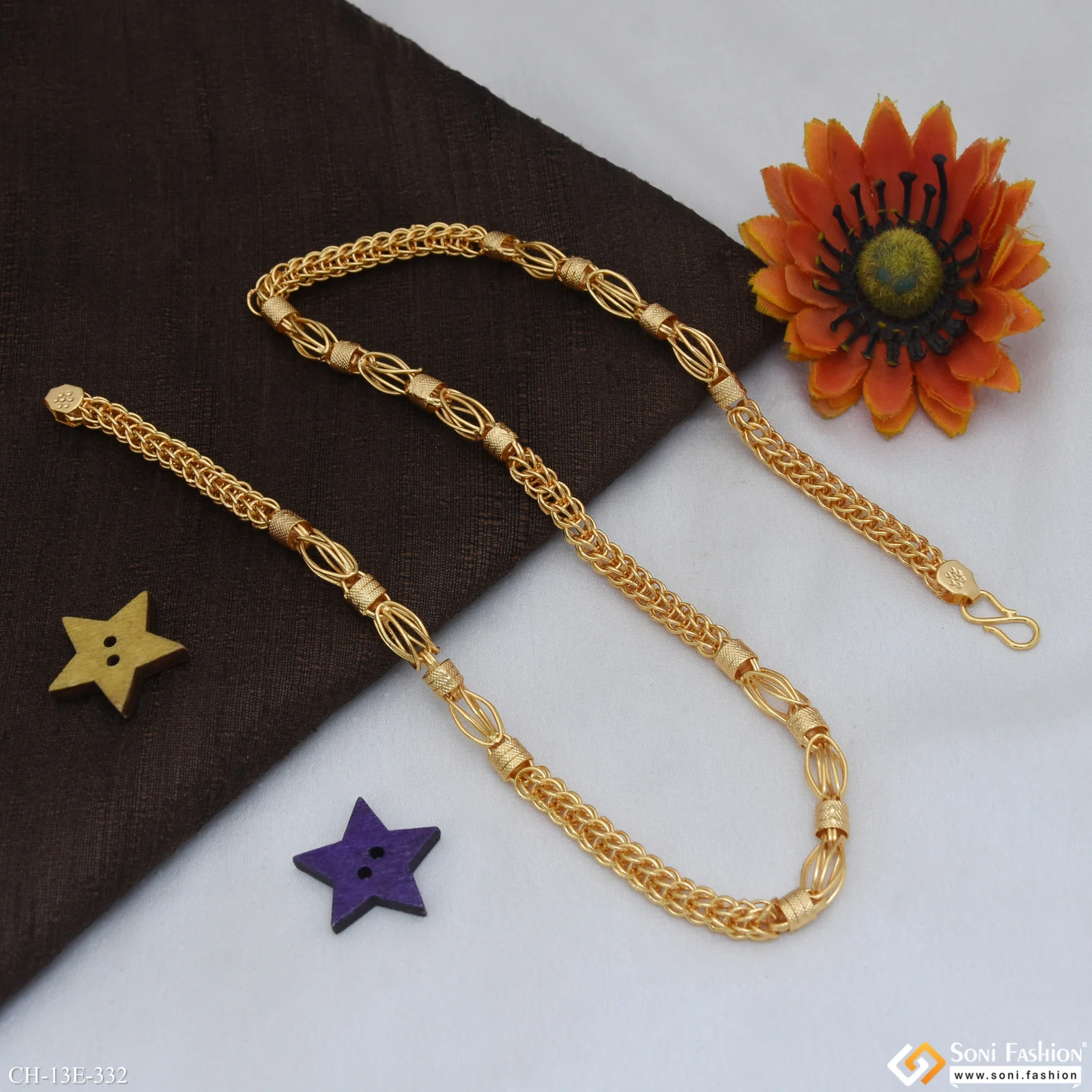 Excellent Design Gold Plated Rajwadi Chain for Men - Style E332 - Image 5