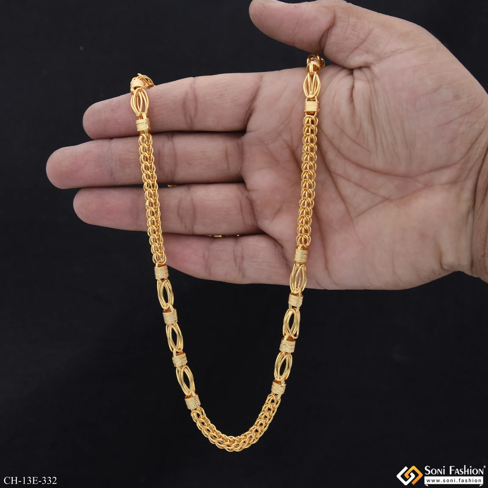 Excellent Design Gold Plated Rajwadi Chain for Men - Style E332 - Image 6