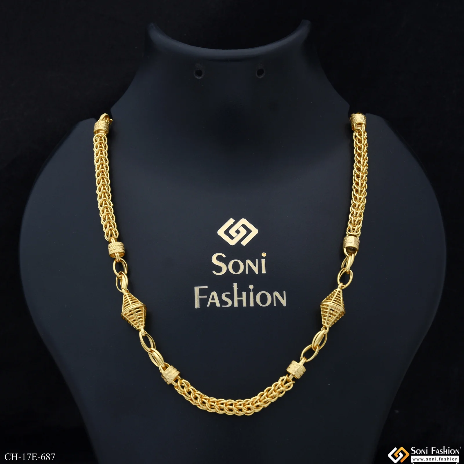 Excellent Design Gold Plated Rajwadi Chain for Men - Style E687