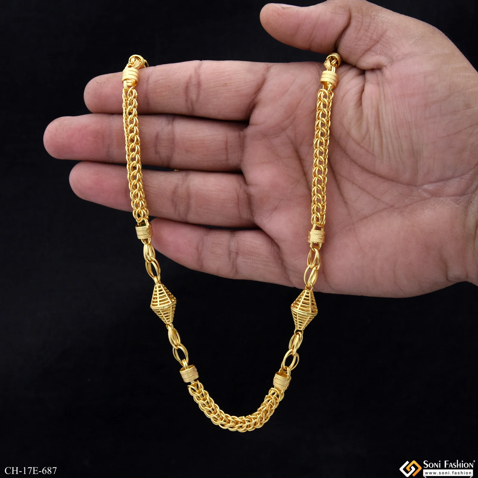 Excellent Design Gold Plated Rajwadi Chain for Men - Style E687 - Image 2