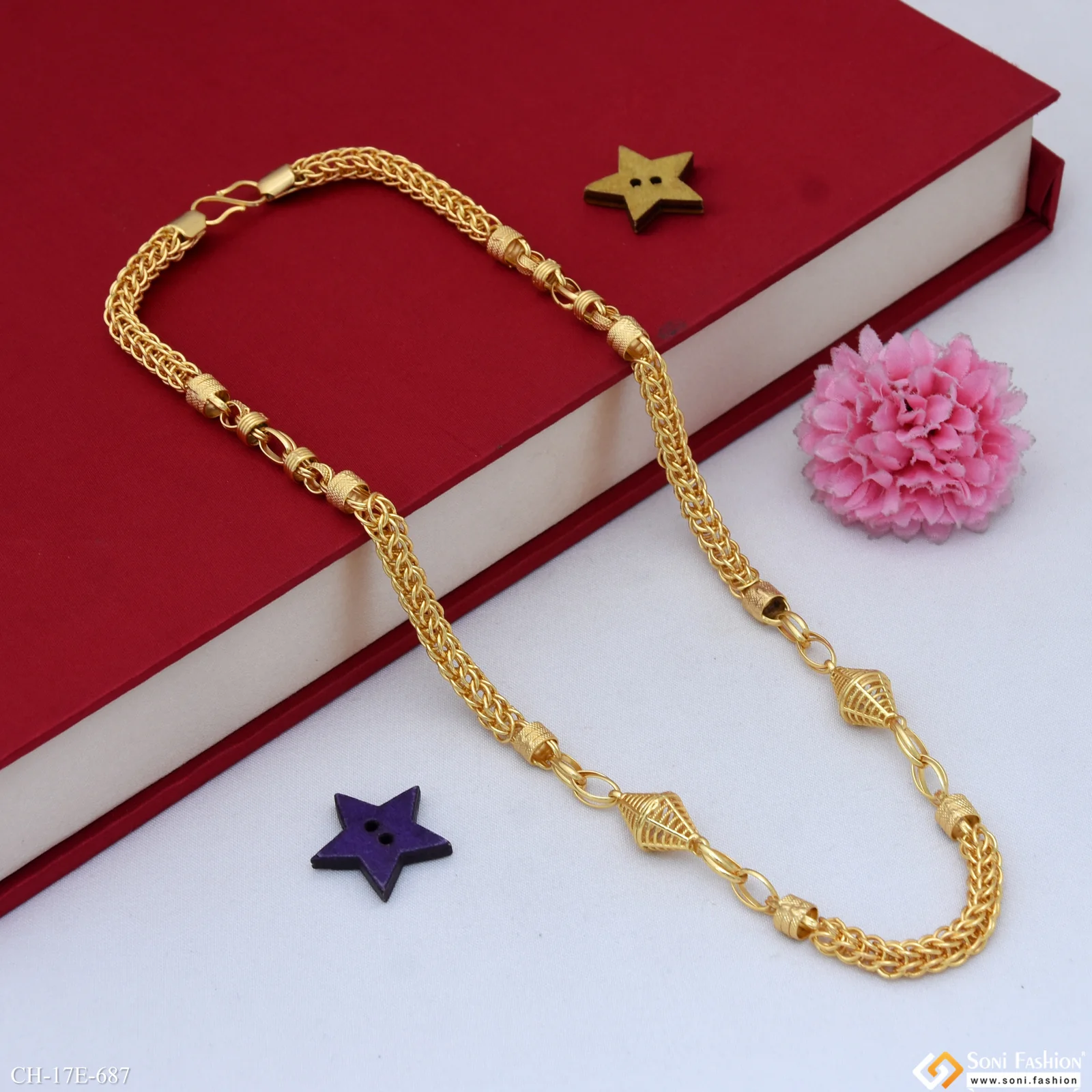 Excellent Design Gold Plated Rajwadi Chain for Men - Style E687 - Image 3