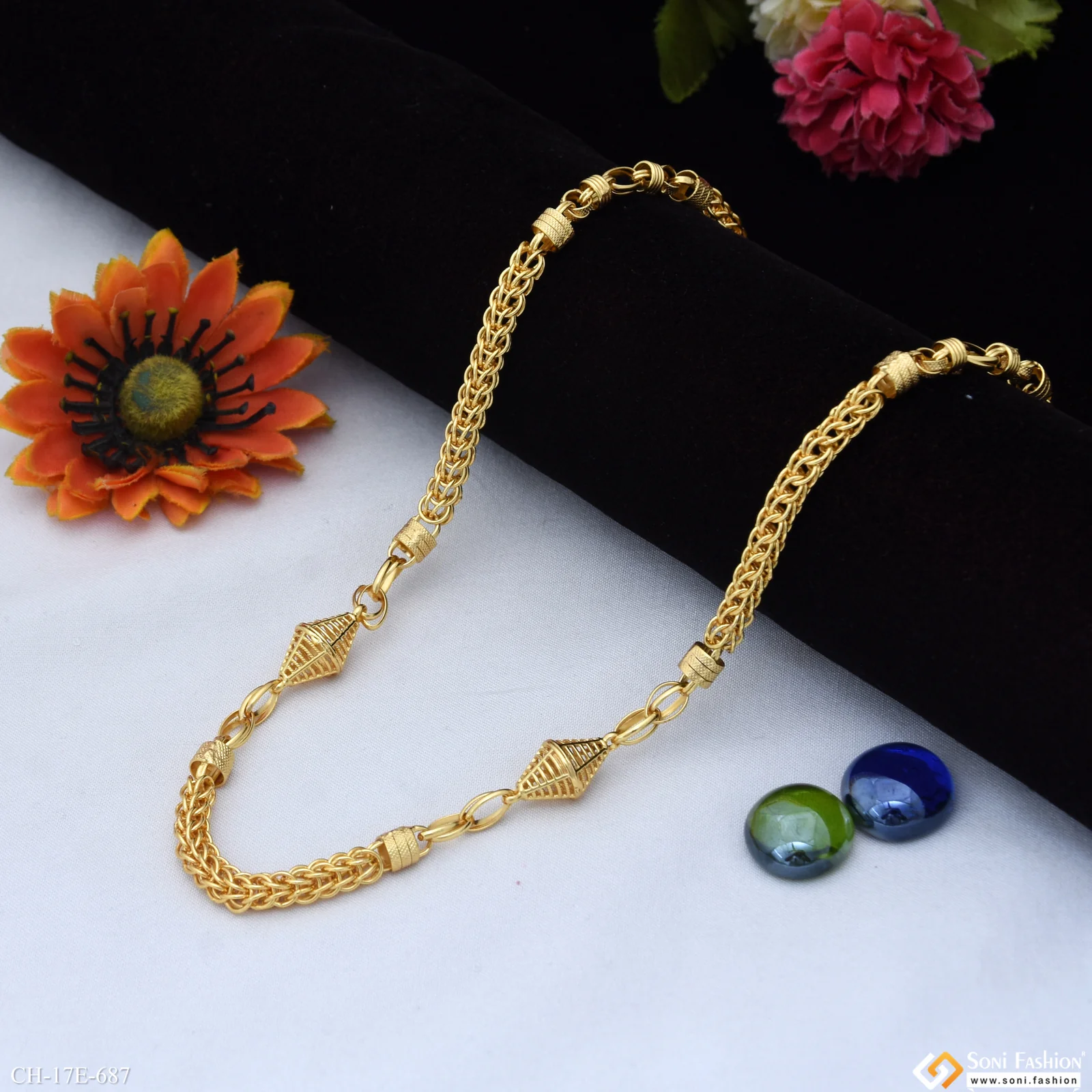 Excellent Design Gold Plated Rajwadi Chain for Men - Style E687 - Image 5