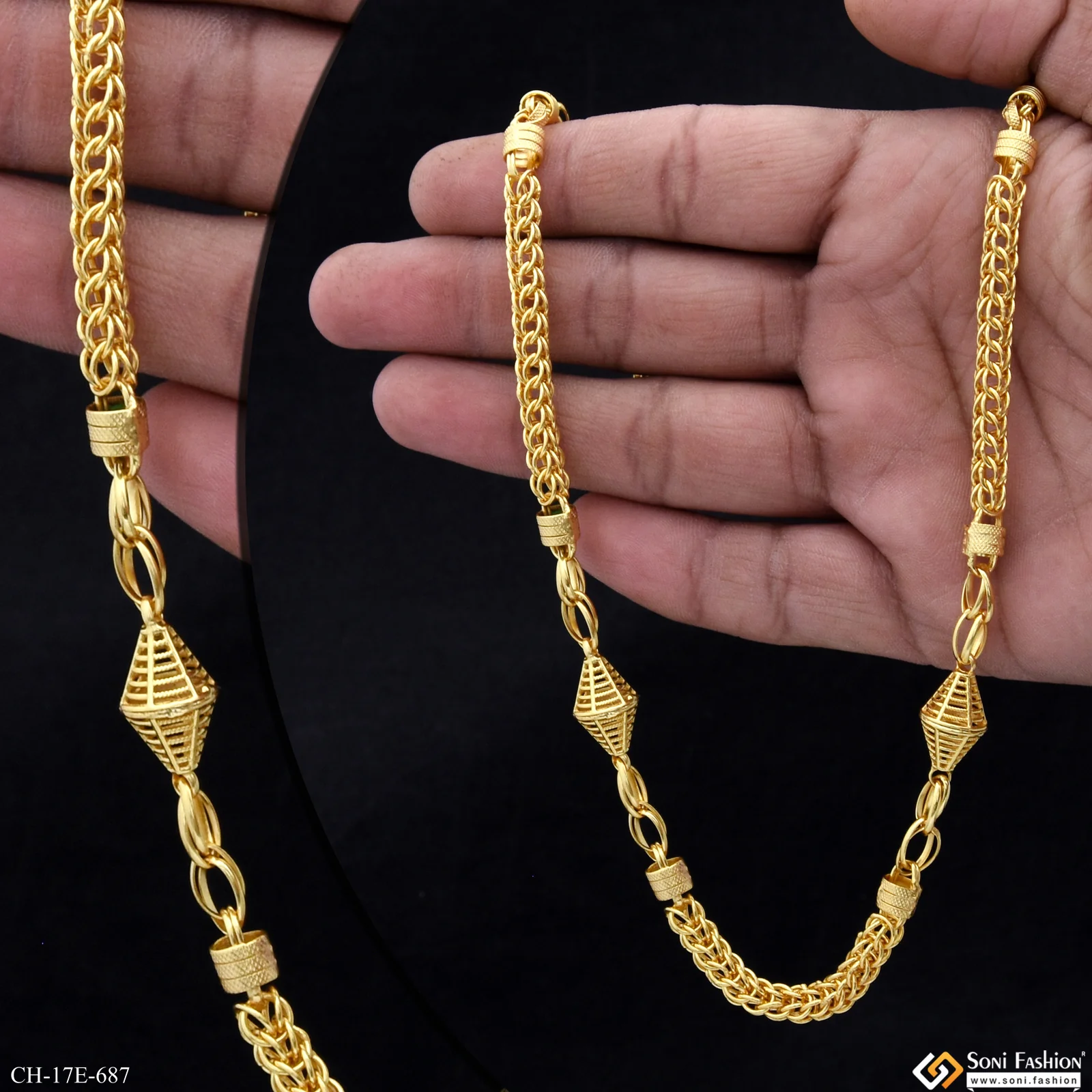 Excellent Design Gold Plated Rajwadi Chain for Men - Style E687 - Image 6