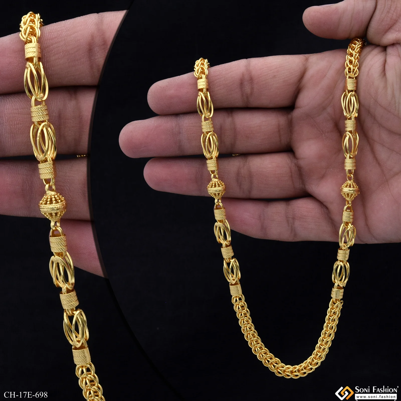 Excellent Design Gold Plated Rajwadi Chain for Men - Style E698 - Image 2
