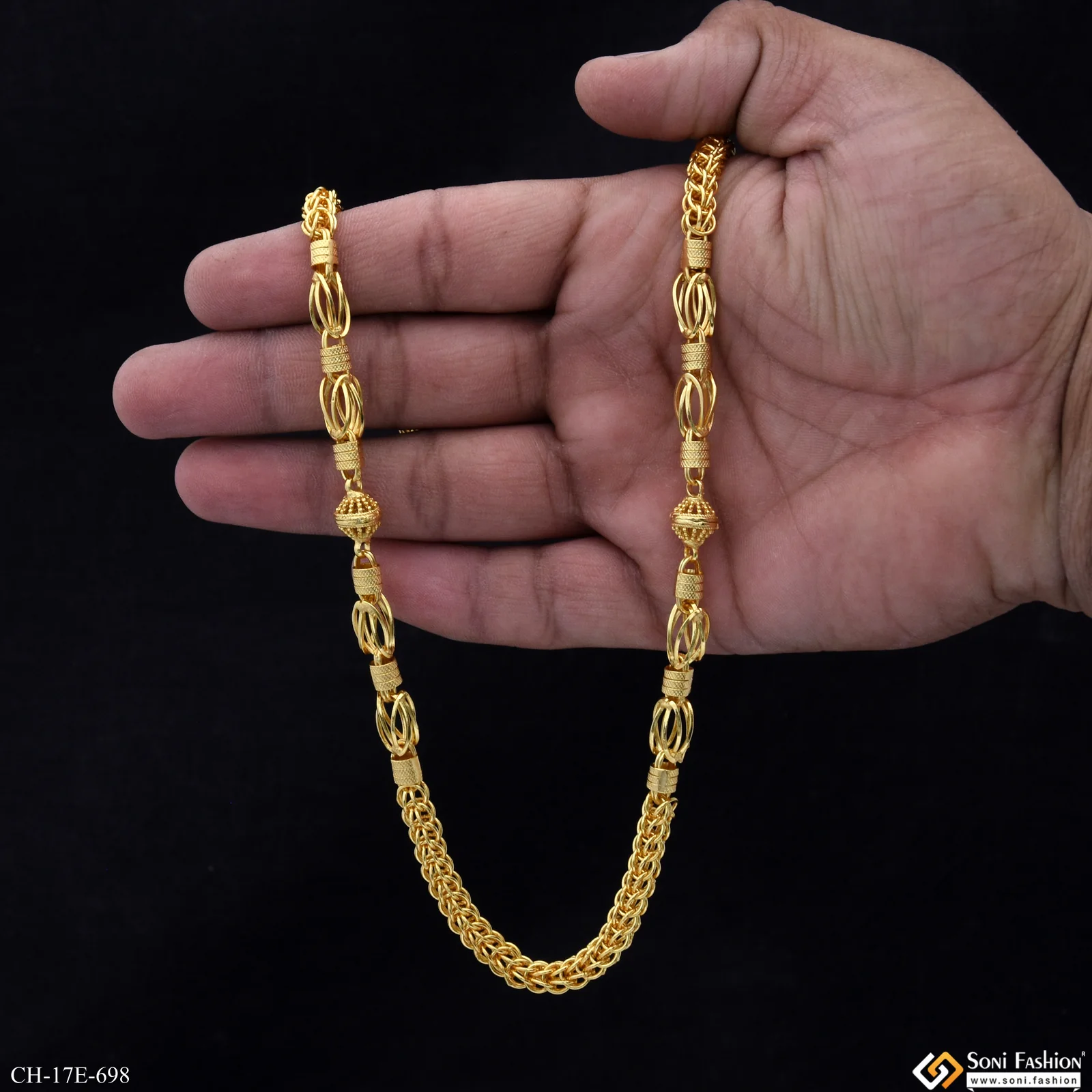 Excellent Design Gold Plated Rajwadi Chain for Men - Style E698 - Image 6