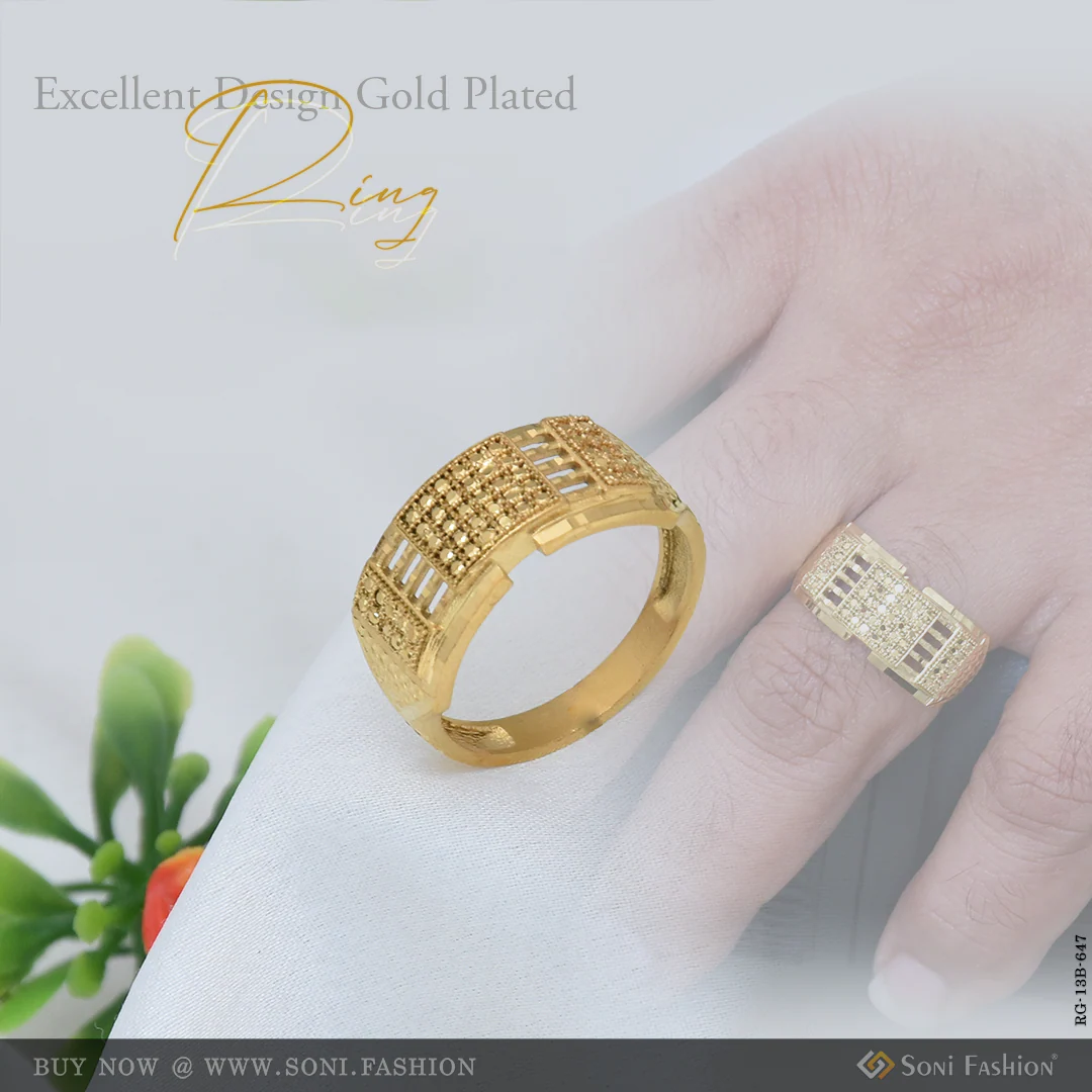 Excellent Design Gold Plated Ring for Men - Style B647
