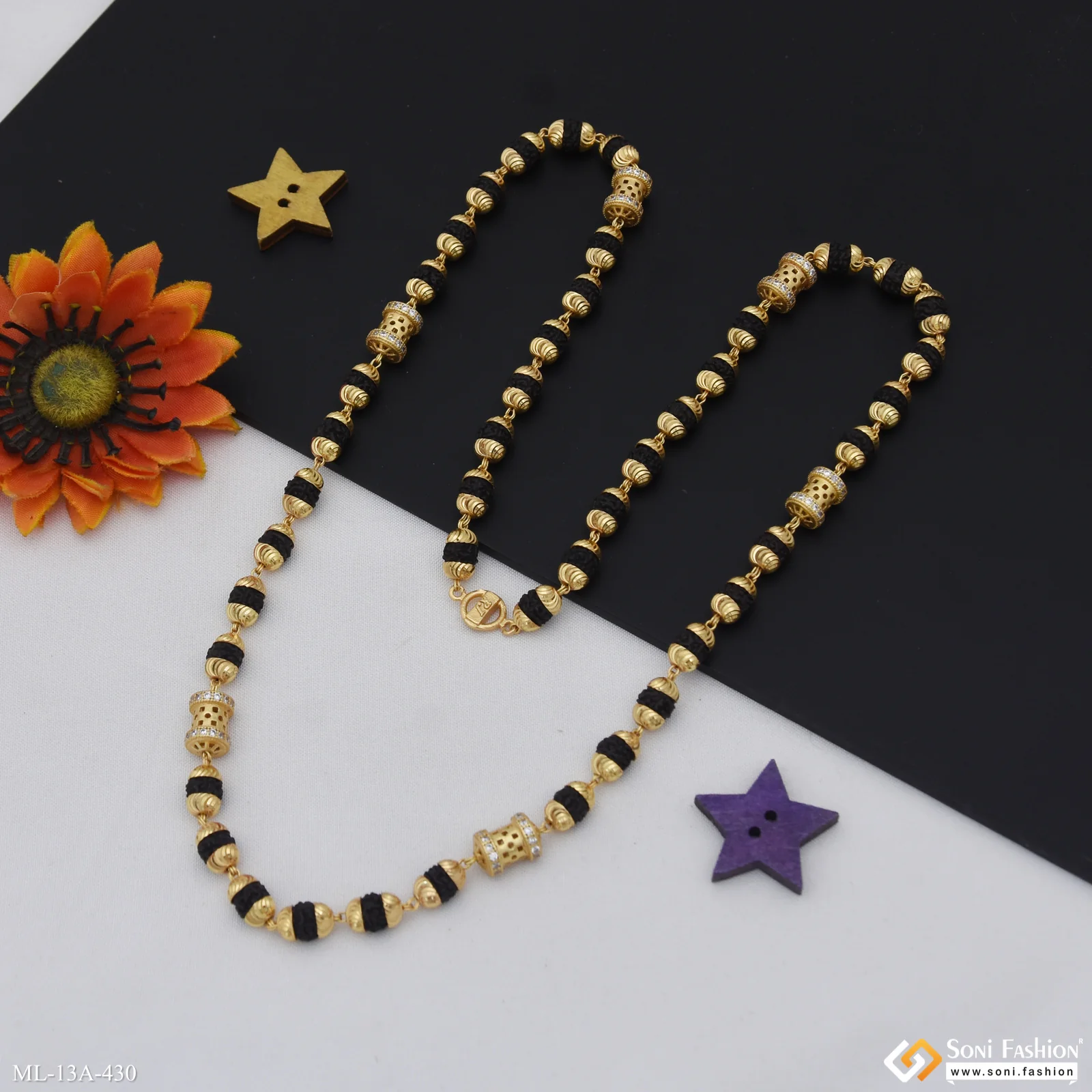 Excellent Design Gold Plated Rudraksha Mala for Men - Style A430 - Image 5