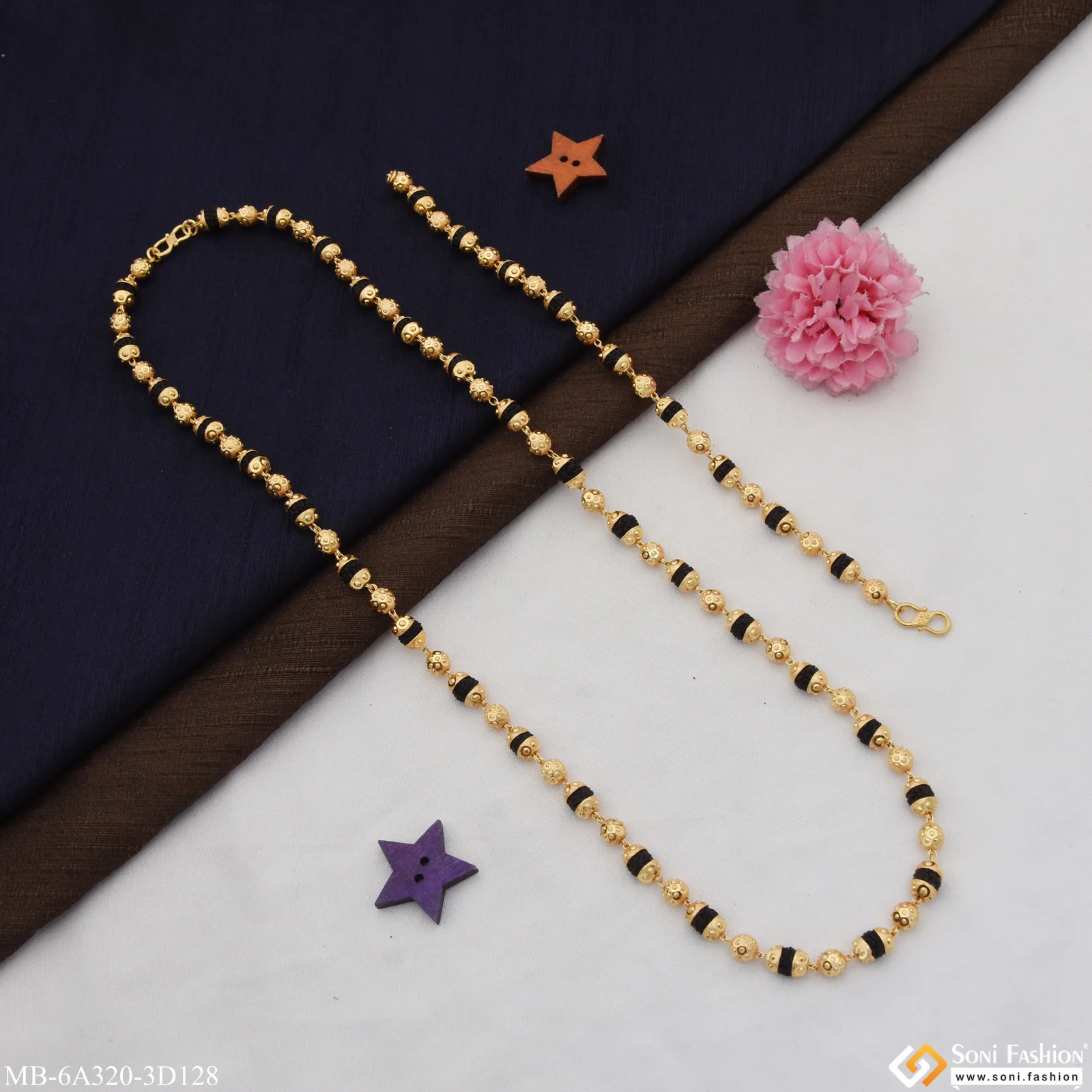 Excellent Design Gold Plated Rudraksha Mala with Bracelet for Men (MB-A320-D128) - Image 4