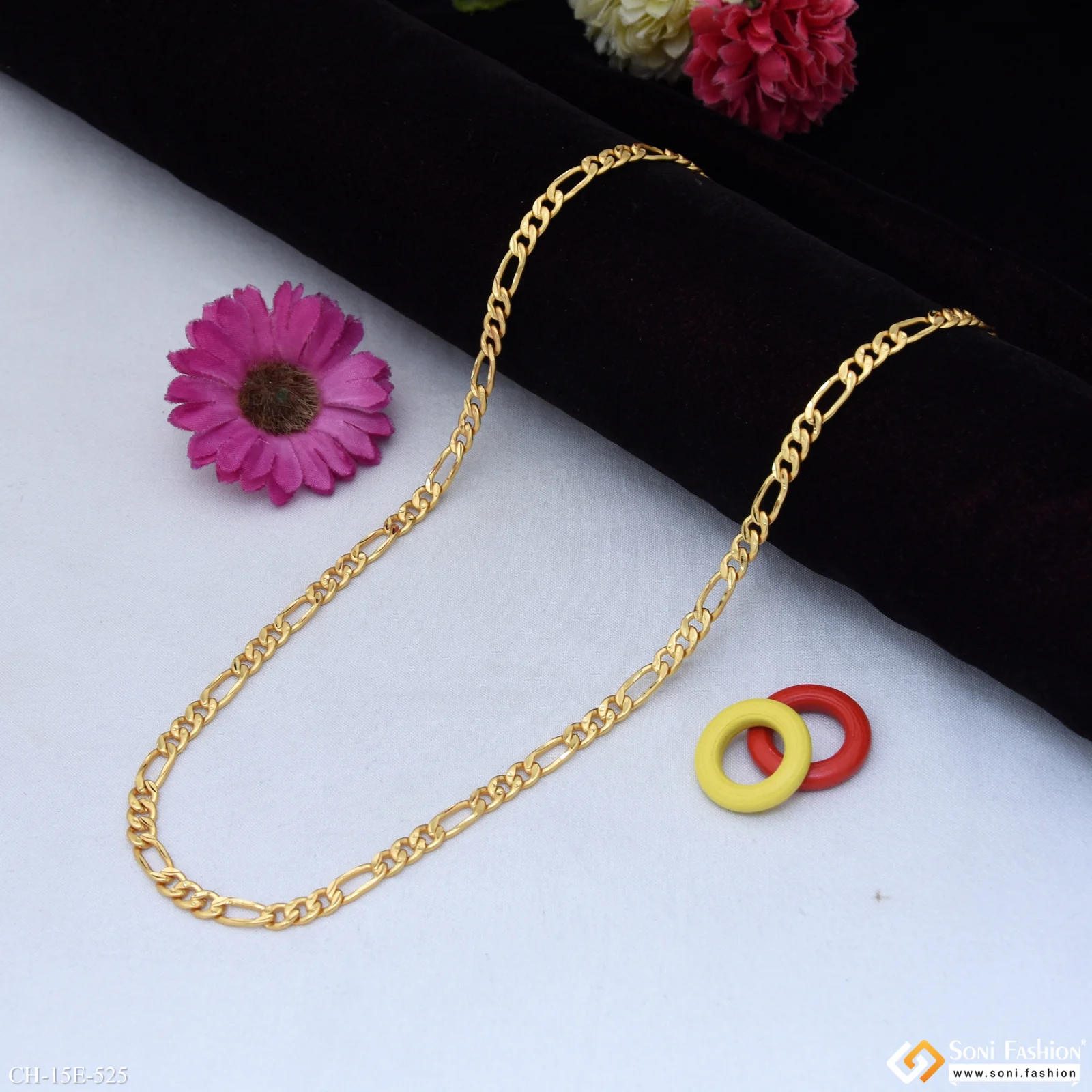 Excellent Design Gold Plated Sachin Chain for Men - Style E525 - Image 3
