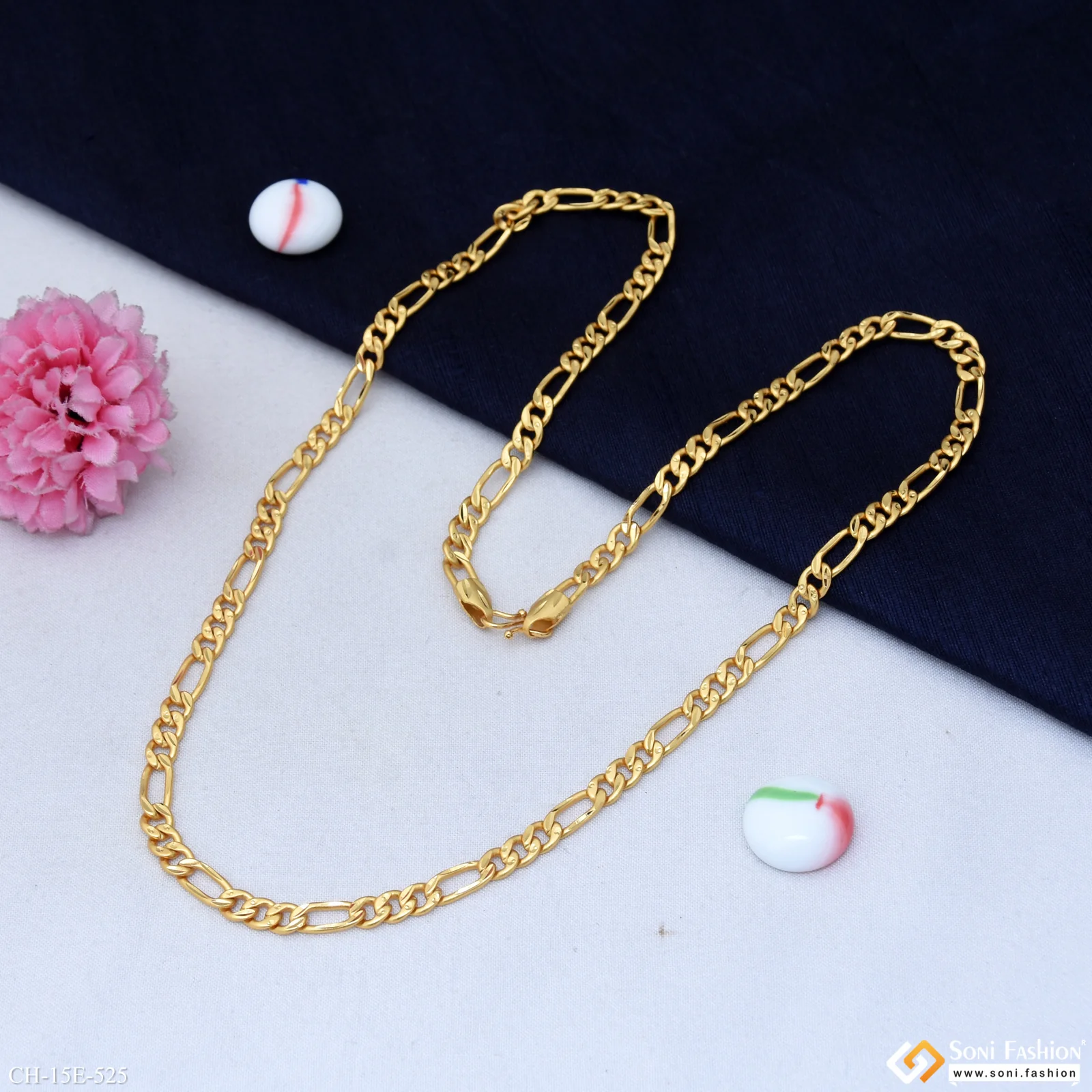 Excellent Design Gold Plated Sachin Chain for Men - Style E525 - Image 5