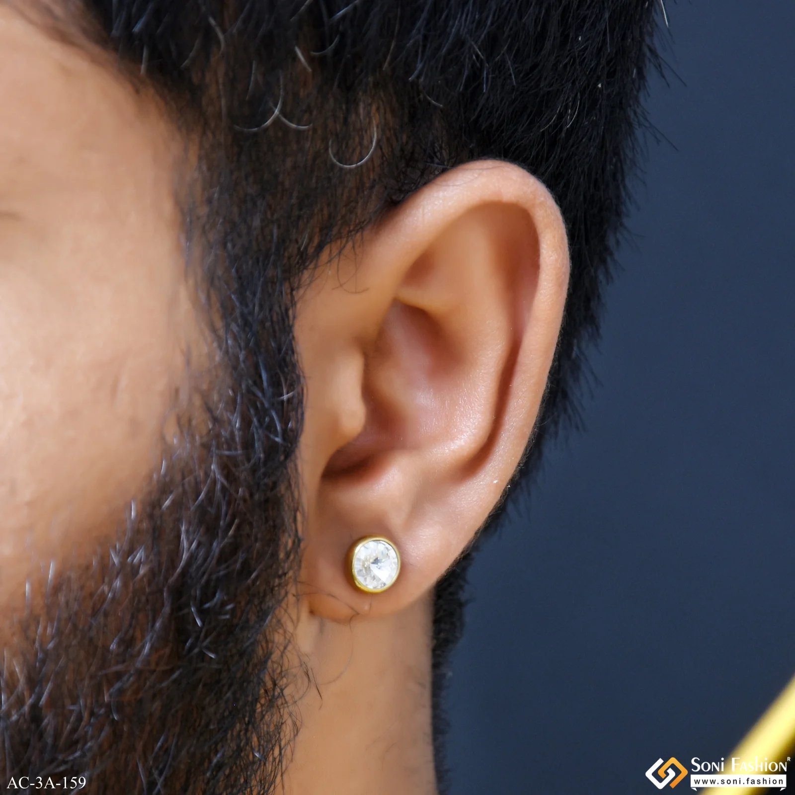 Excellent Design Golden Color Stud Earring for Men (2 Pc) - Style A159