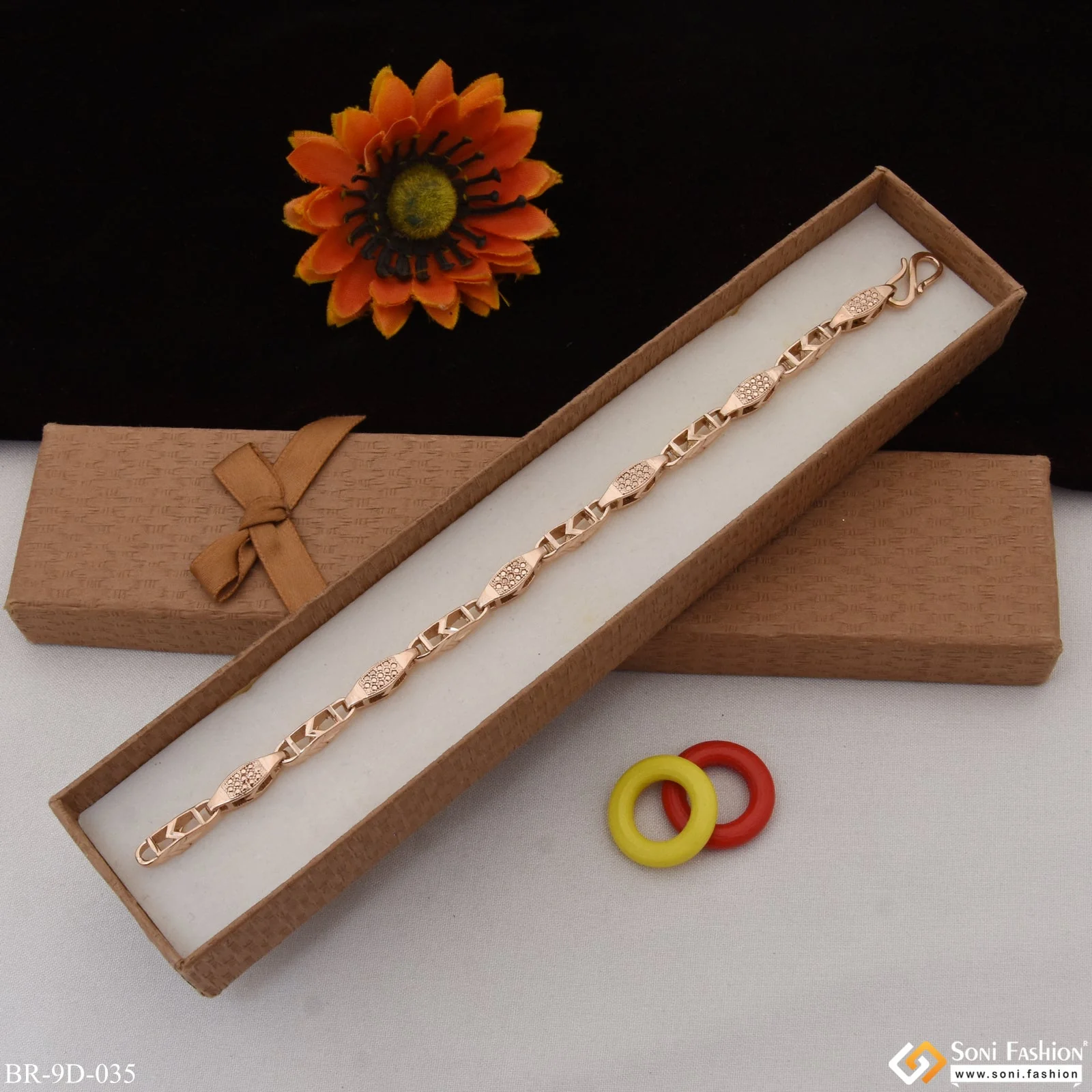 Excellent Design Gorgeous Design Rose Gold Color Bracelet for Men - Style D035 - Image 2