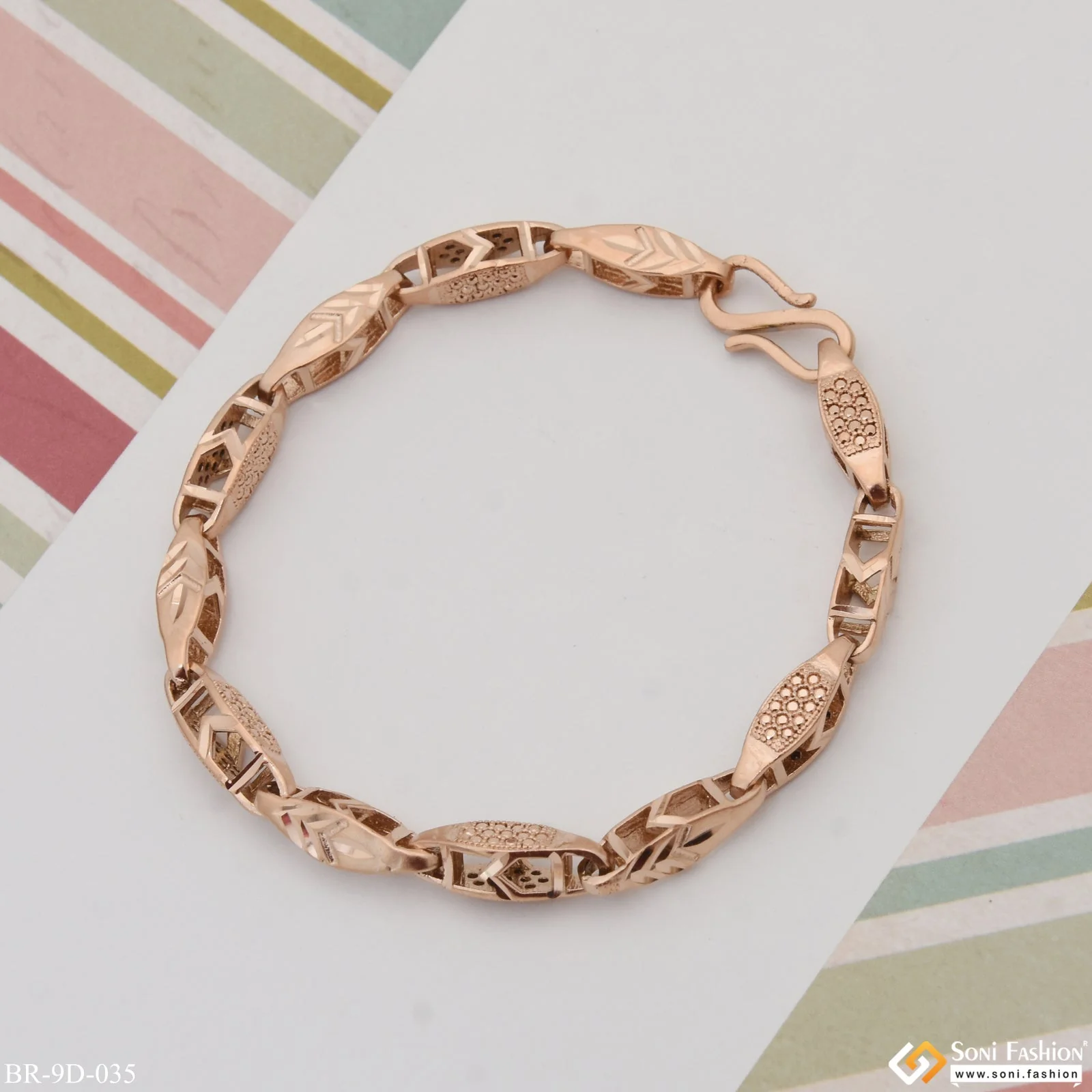 Excellent Design Gorgeous Design Rose Gold Color Bracelet for Men - Style D035 - Image 4